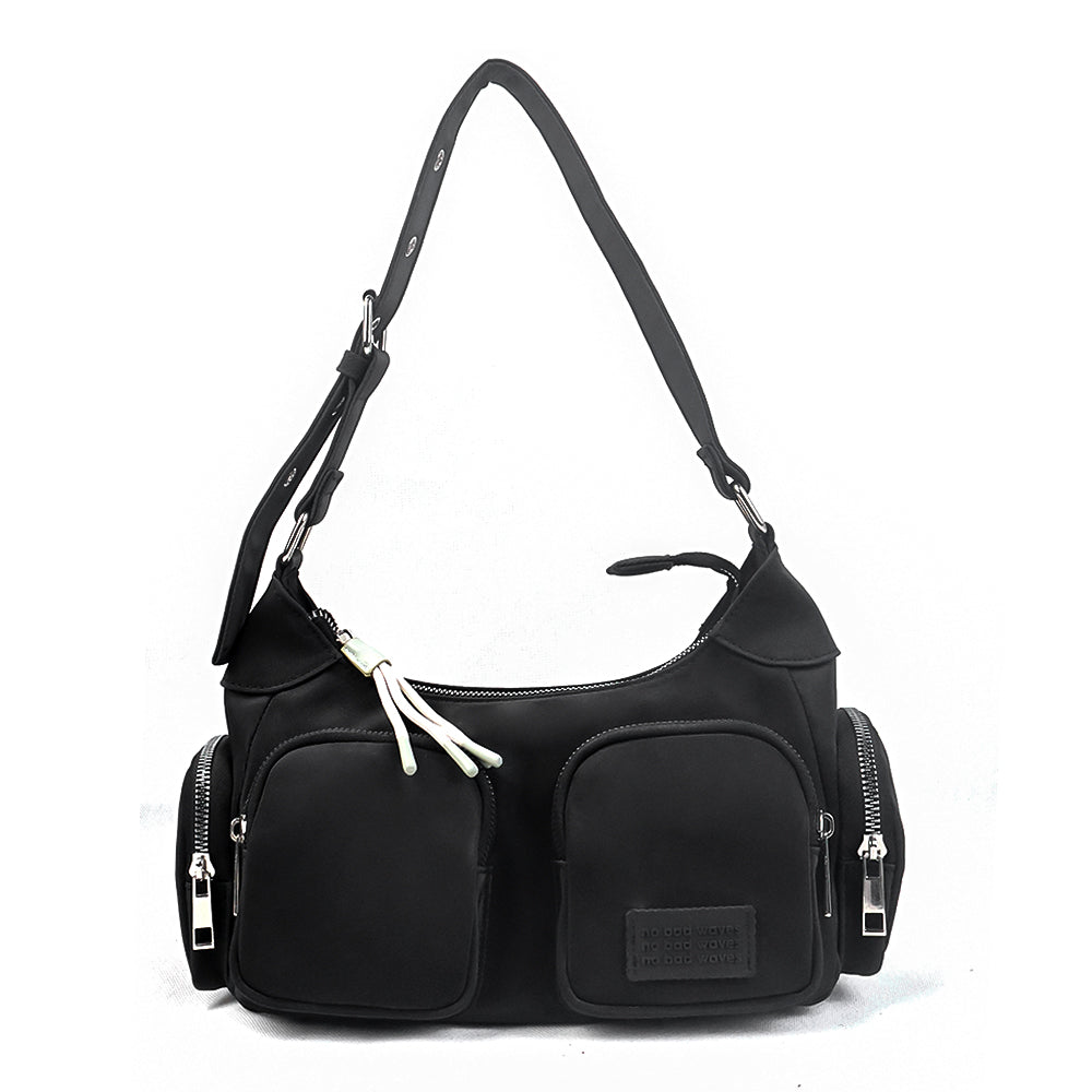 Black Satchel Bag with Pockets