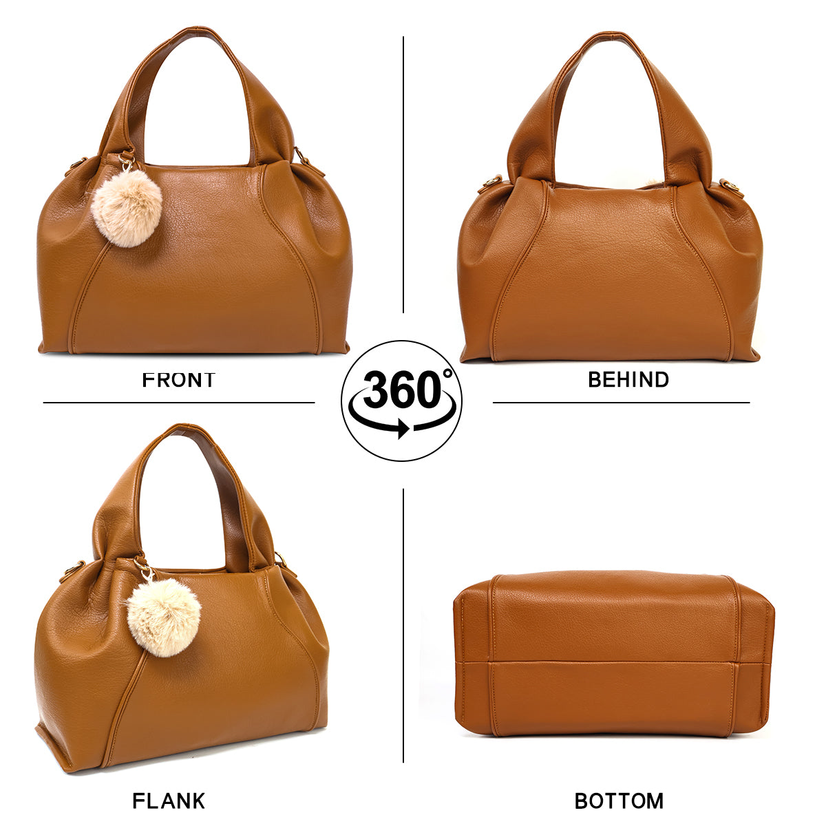 Brown PU leather Women Tote Bag