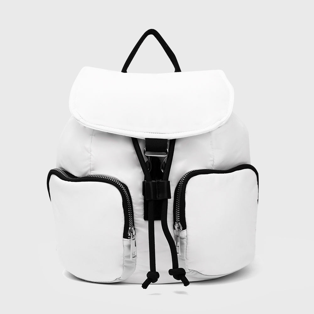 White Big Capacity Backpack with Pockets
