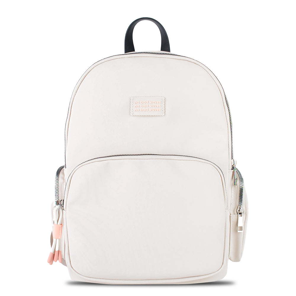 White Big Capacity Backpack with Pockets