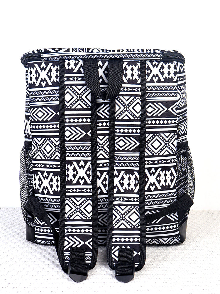 Black Aztec Print Cooler Insulated Bag