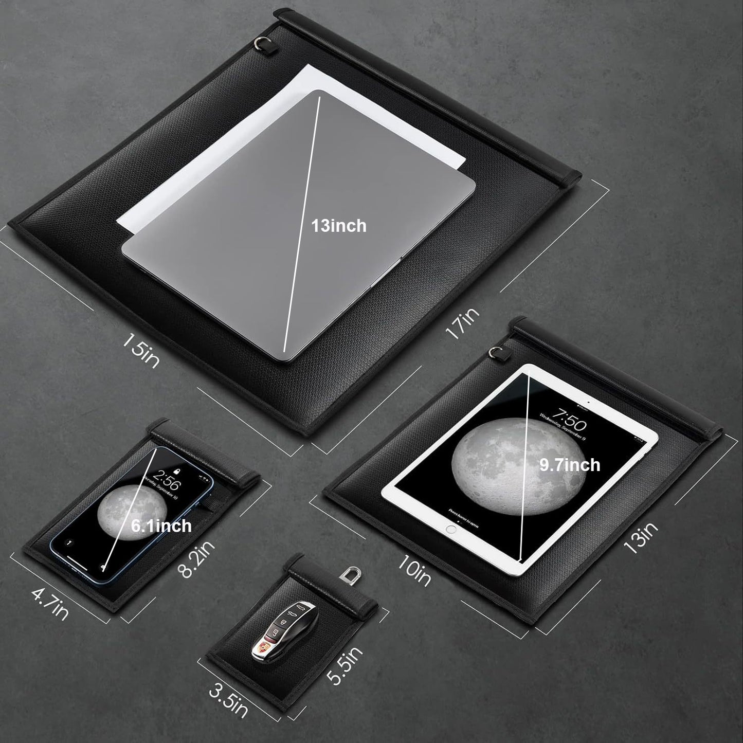 4 PCS Black Faraday Bags Protection Bags
