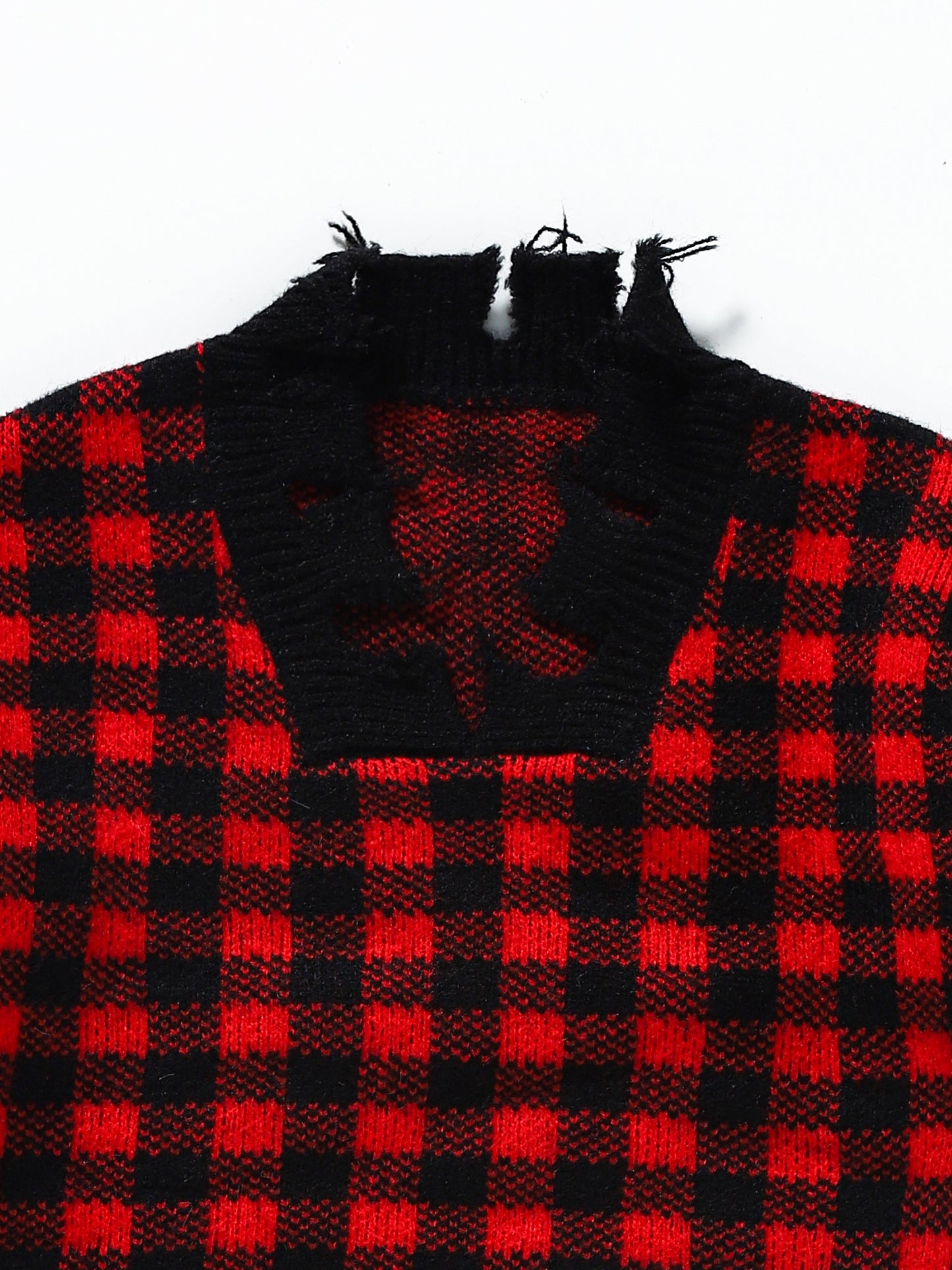 Girls Red Buffalo Plaid Christmas Sweater