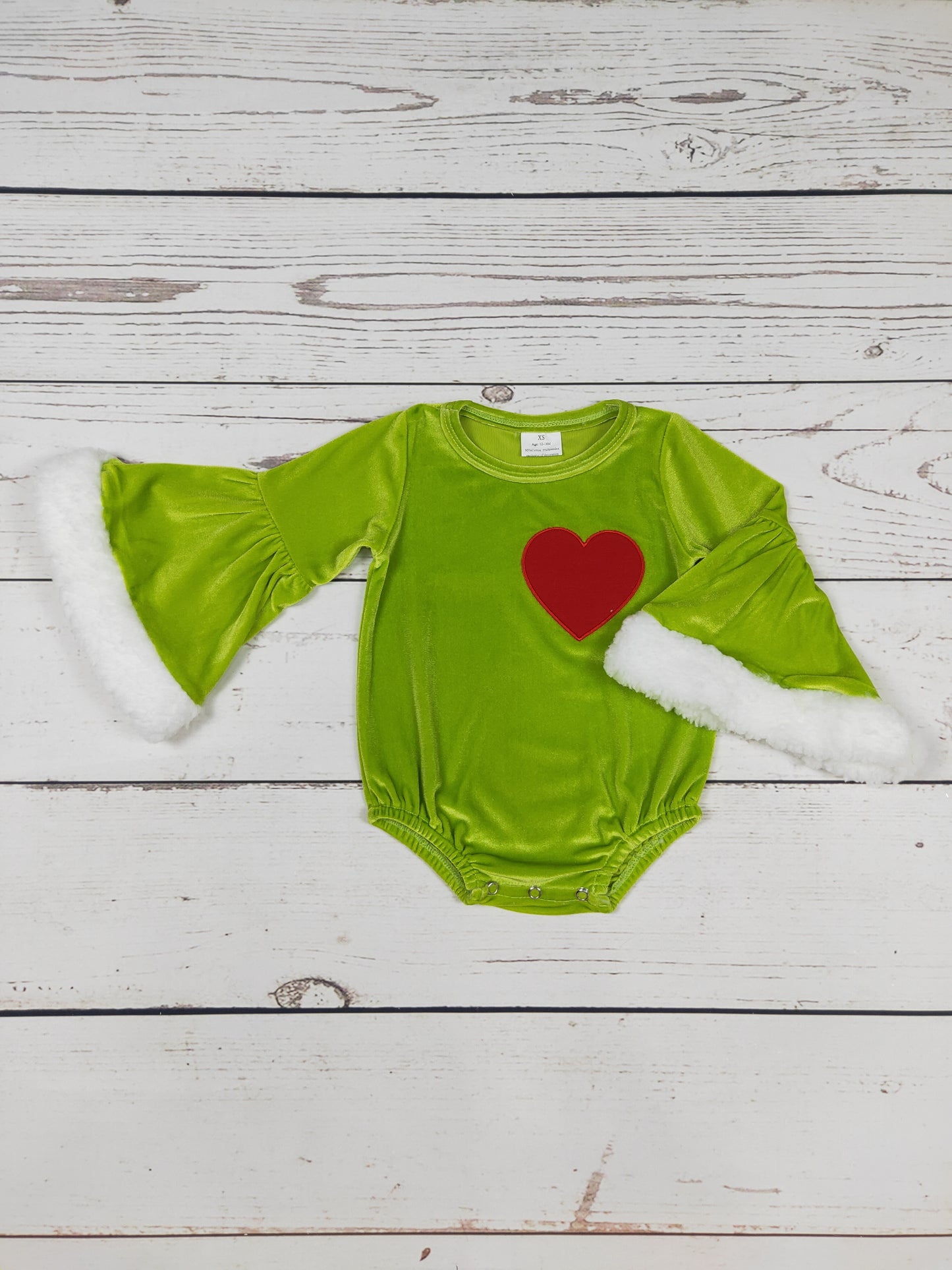 Heart Appliqué Velvet Baby Christmas Bubble