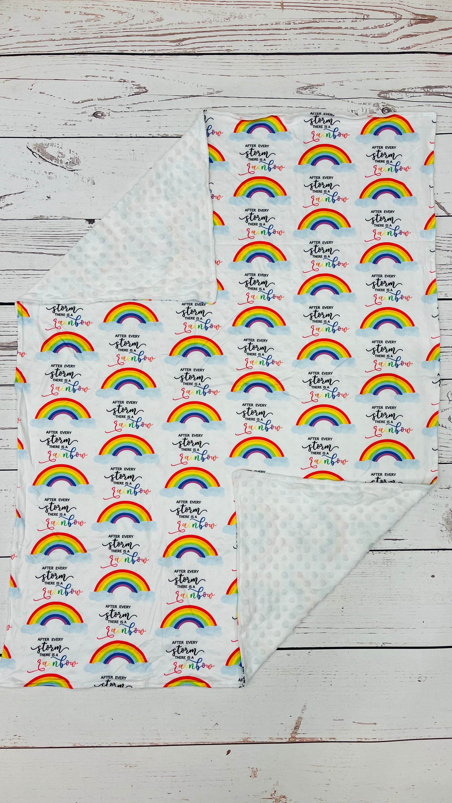 Baby White Minky Rianbow Blanket