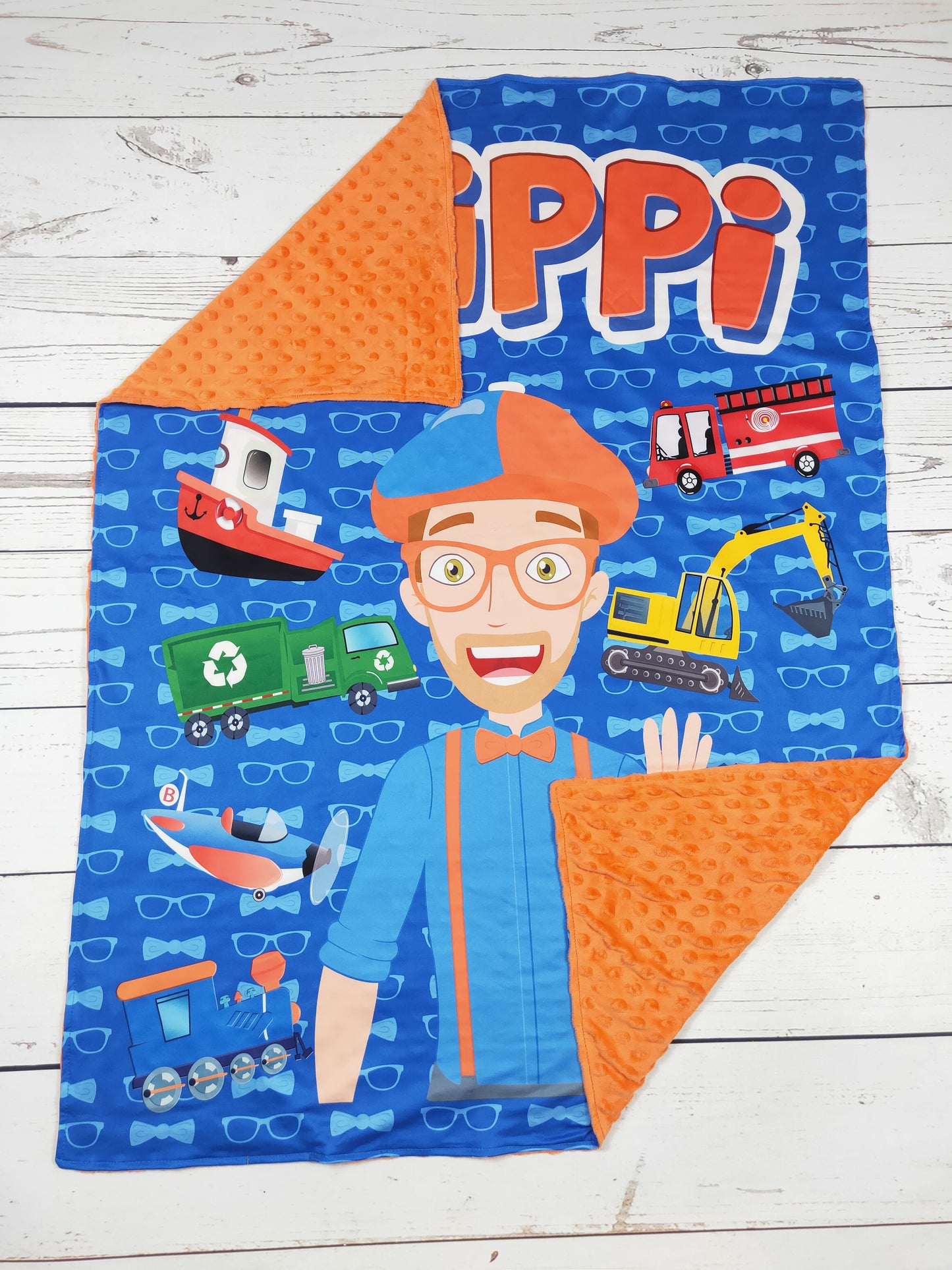 Baby Blue Orange Character Print Blanket