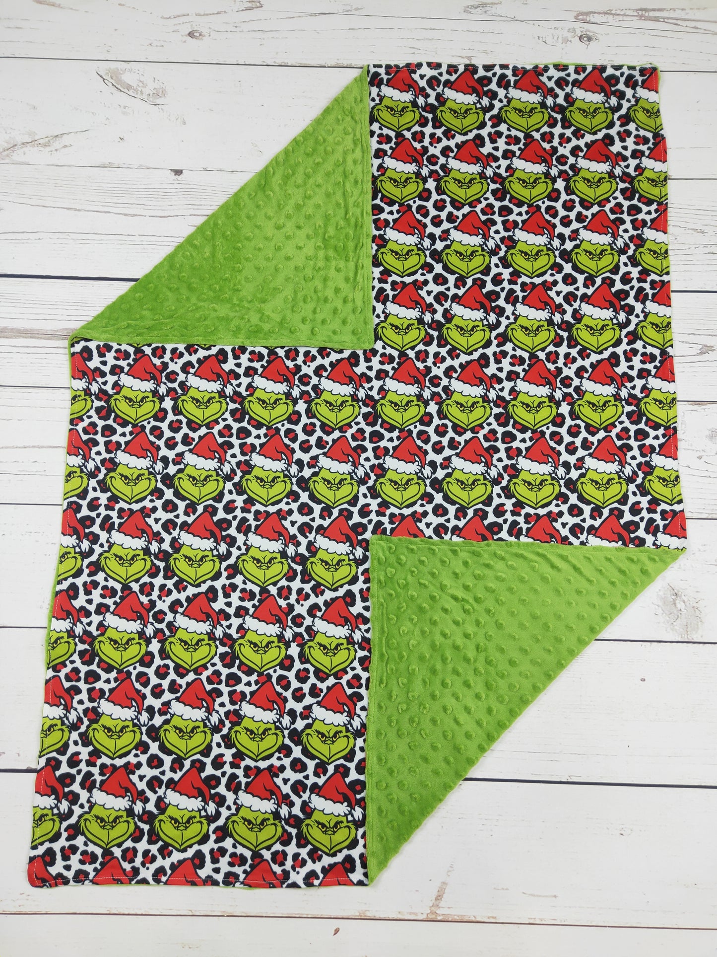 Green Character Cheetah Baby Christmas Blanket