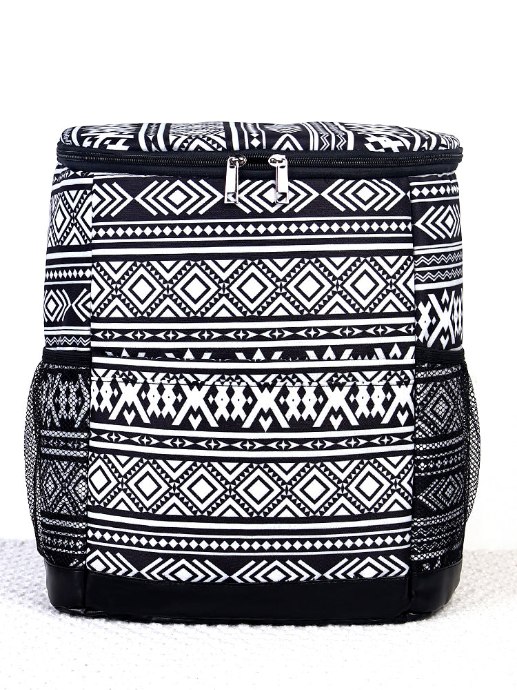 Black Aztec Print Cooler Insulated Bag