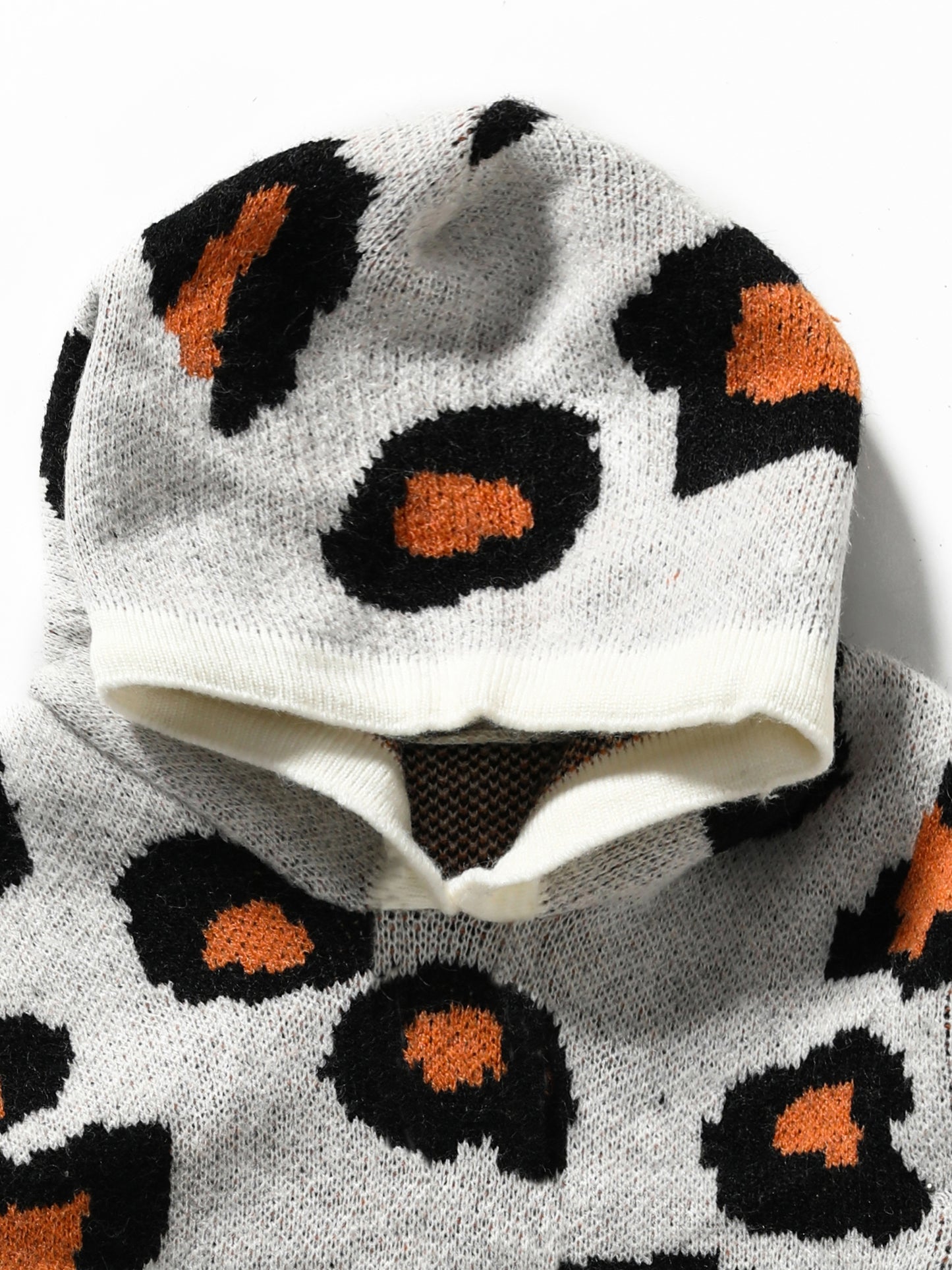 Girls Leopard Distressed Hem Sweater Hoodie