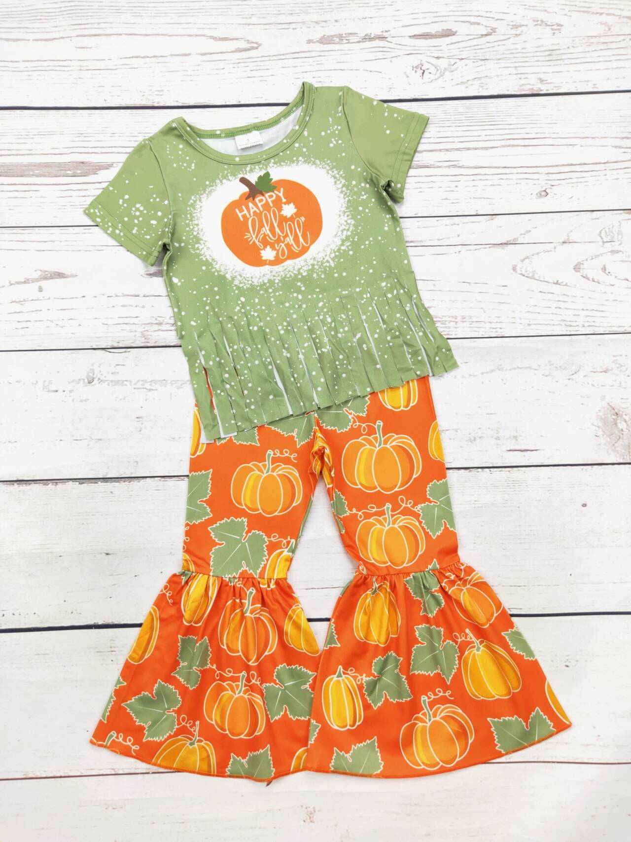 Kids Happy Fall Y'all Bell Bottom Set