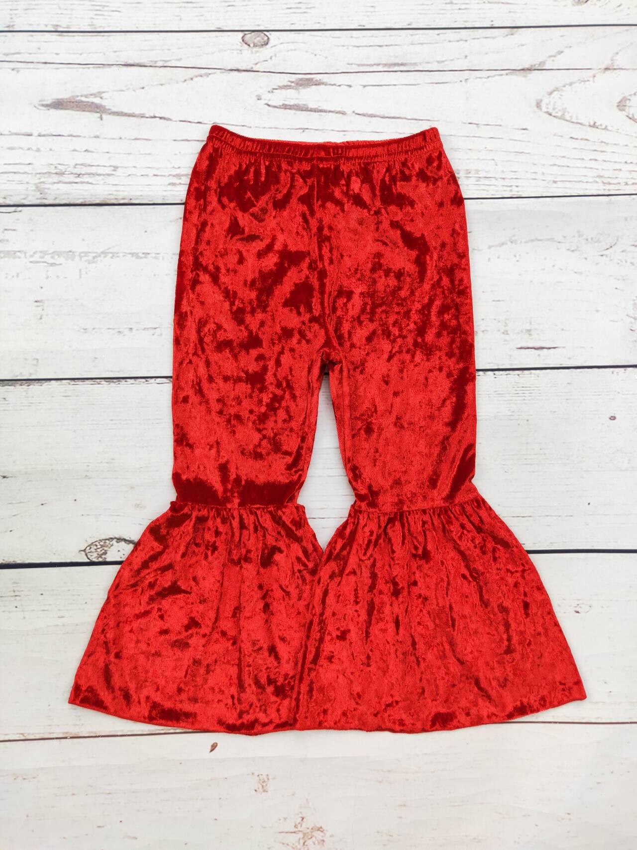 Kids Girls Red Velvet Pants