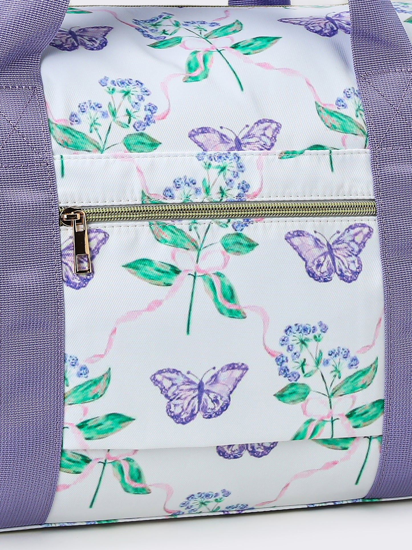 Women Butterfly Print Canvas Travel Bag
