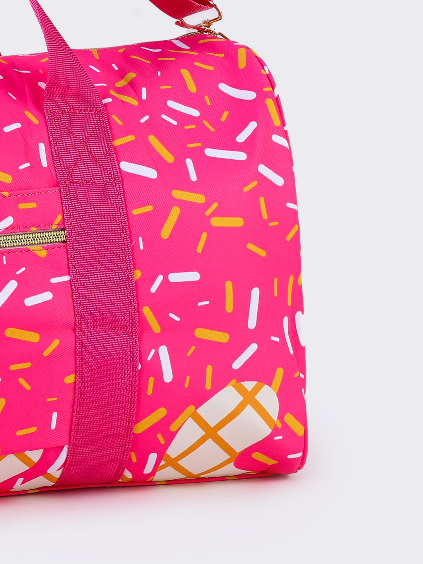 Pink Ice Cream Drip Pattern Canvas Duffle Bag