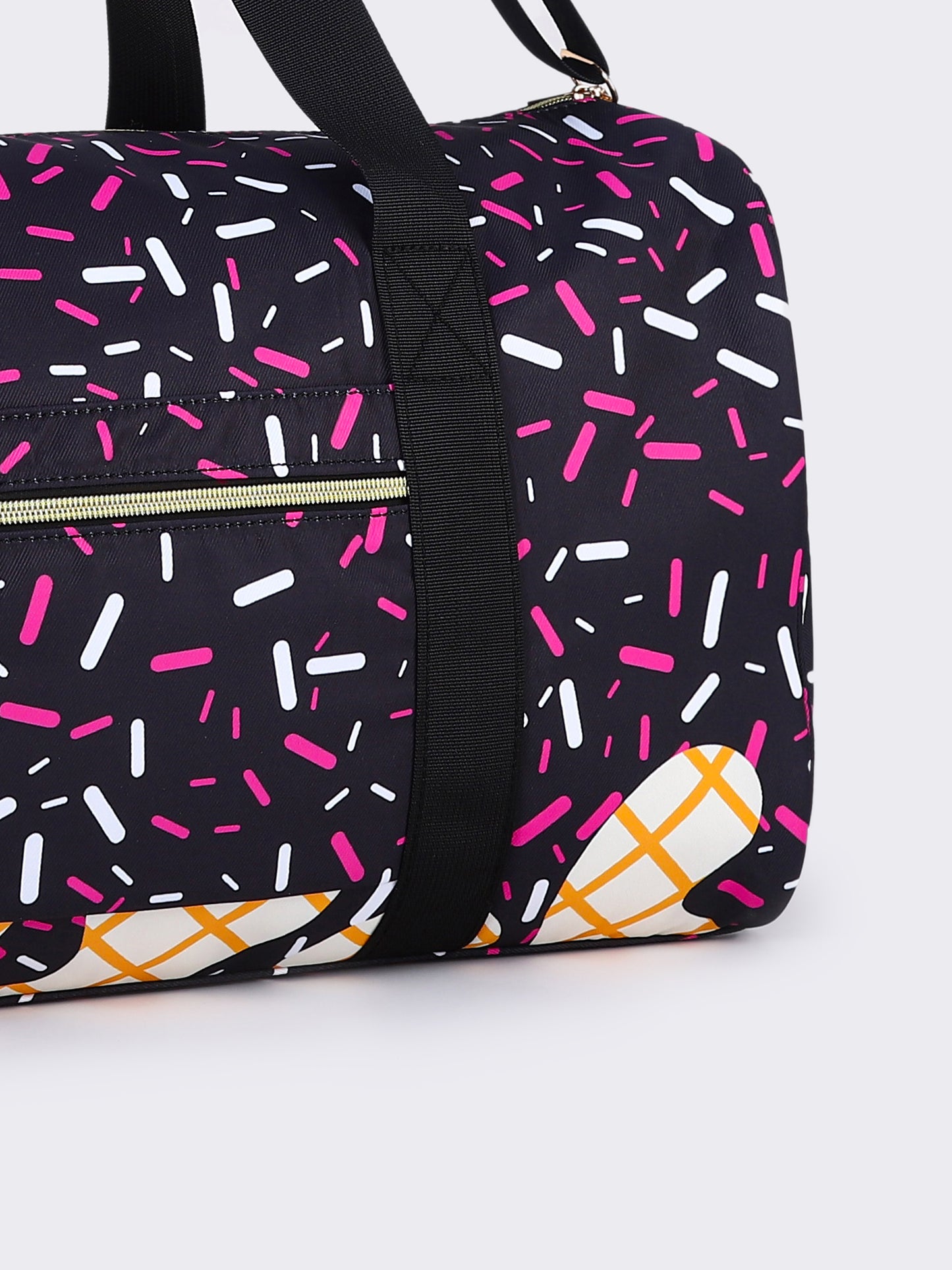 Black Ice Cream Drip Pattern Canvas Duffle Bag