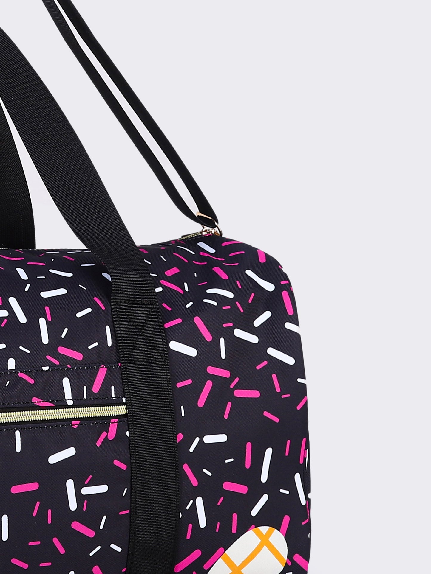 Black Ice Cream Drip Pattern Canvas Duffle Bag