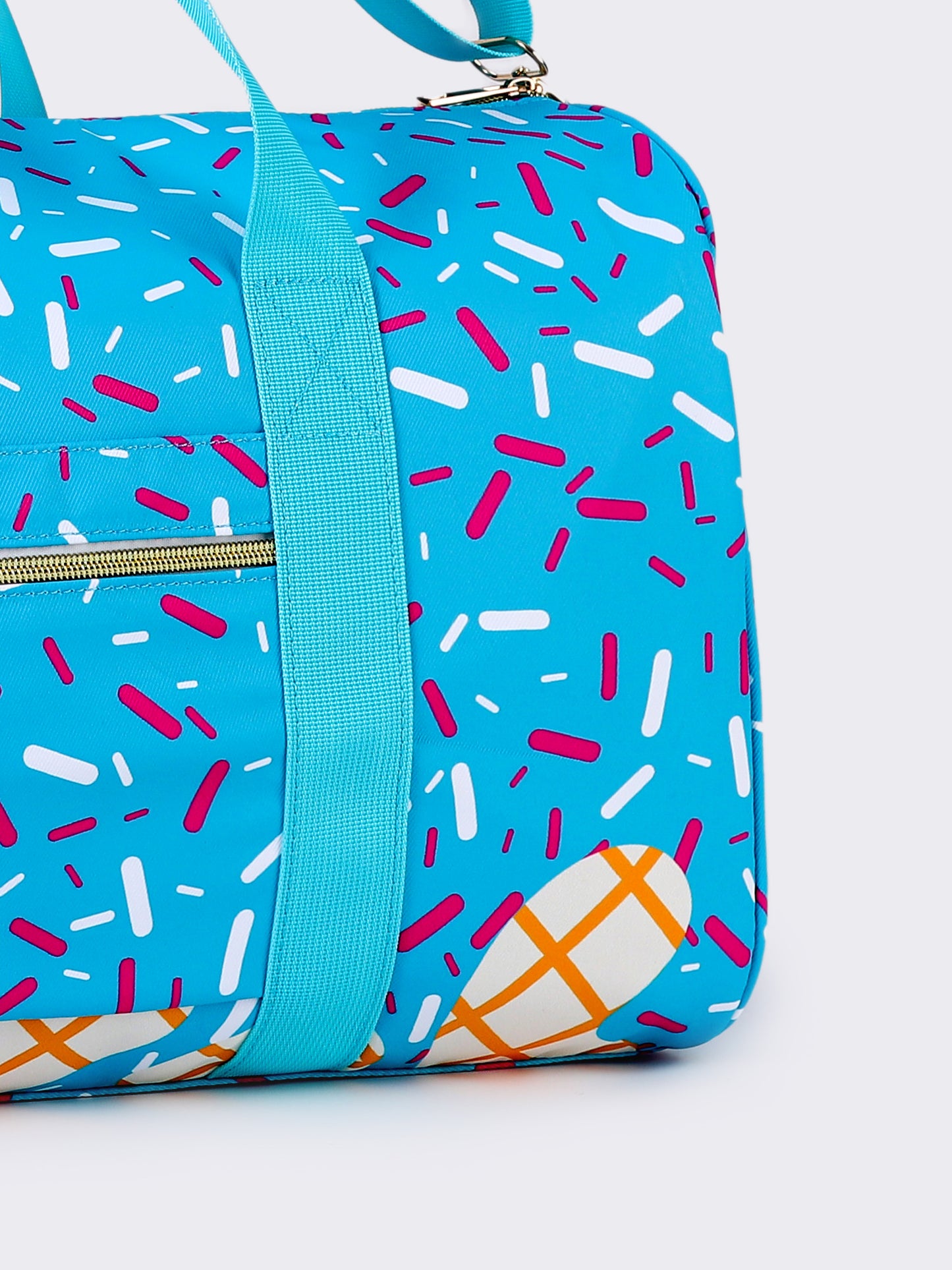 Blue Ice Cream Drip Pattern Canvas Duffle Bag