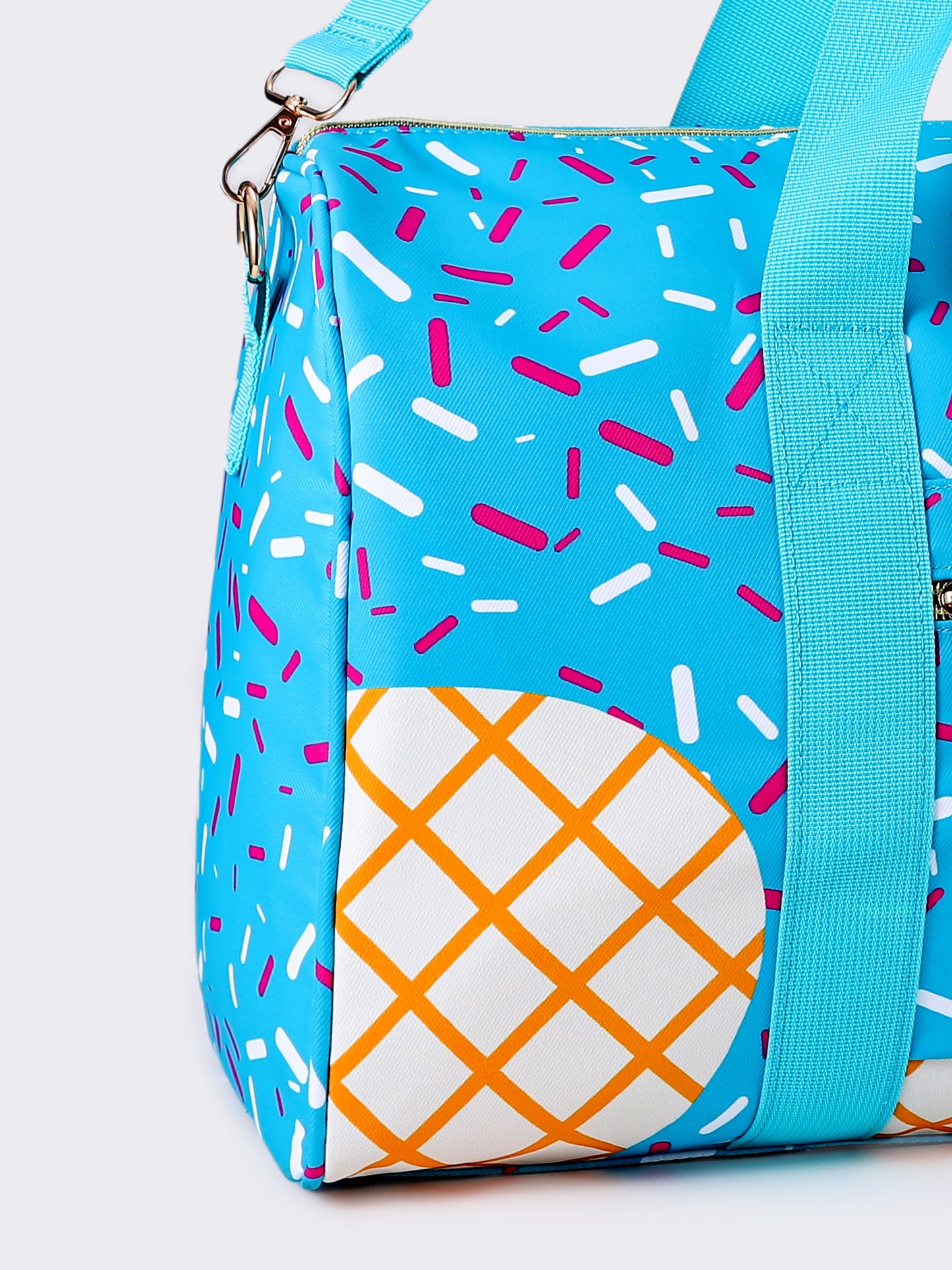 Blue Ice Cream Drip Pattern Canvas Duffle Bag