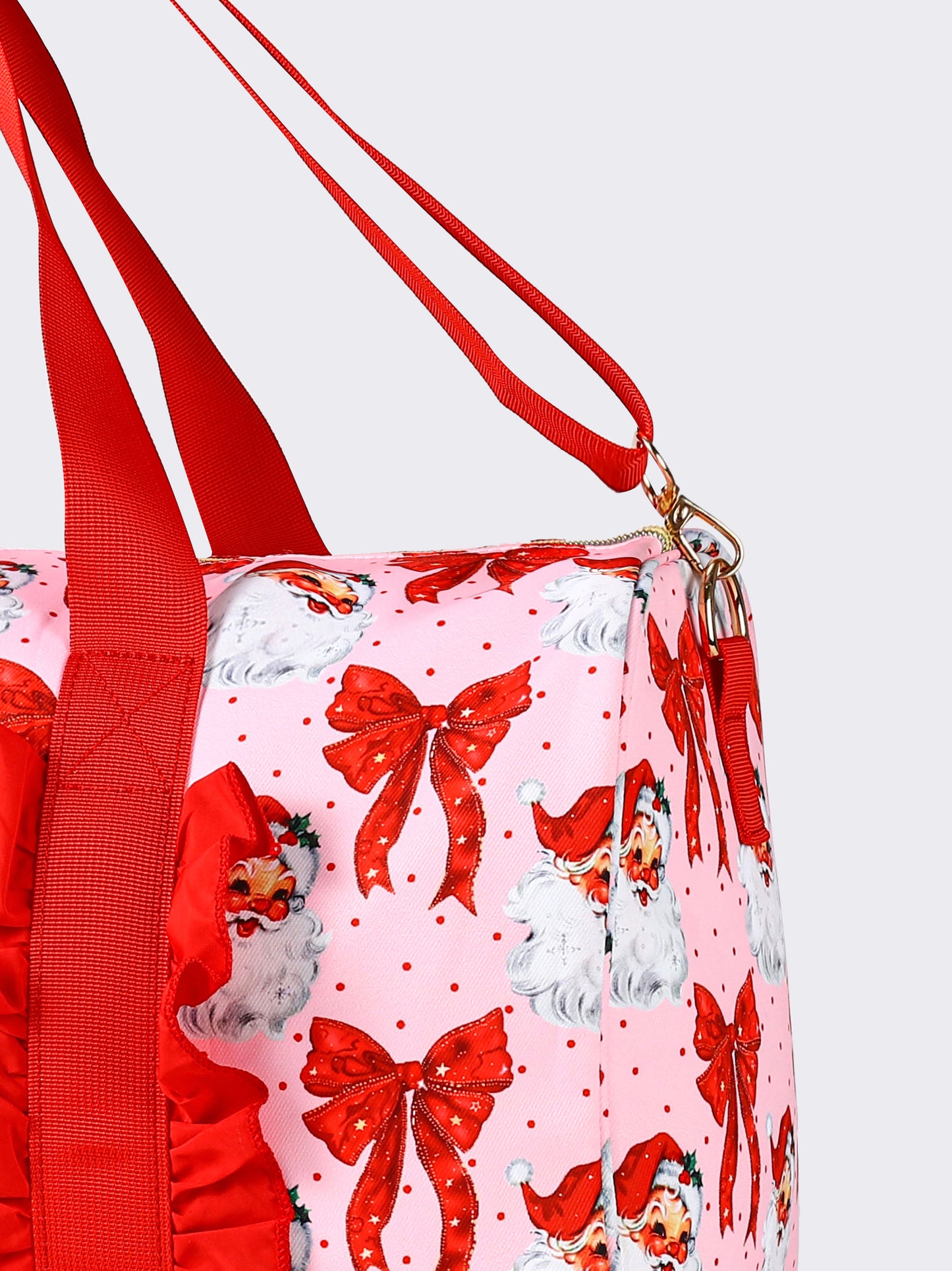 Santa Claus Bow Print Christmas Canvas Duffel Bag