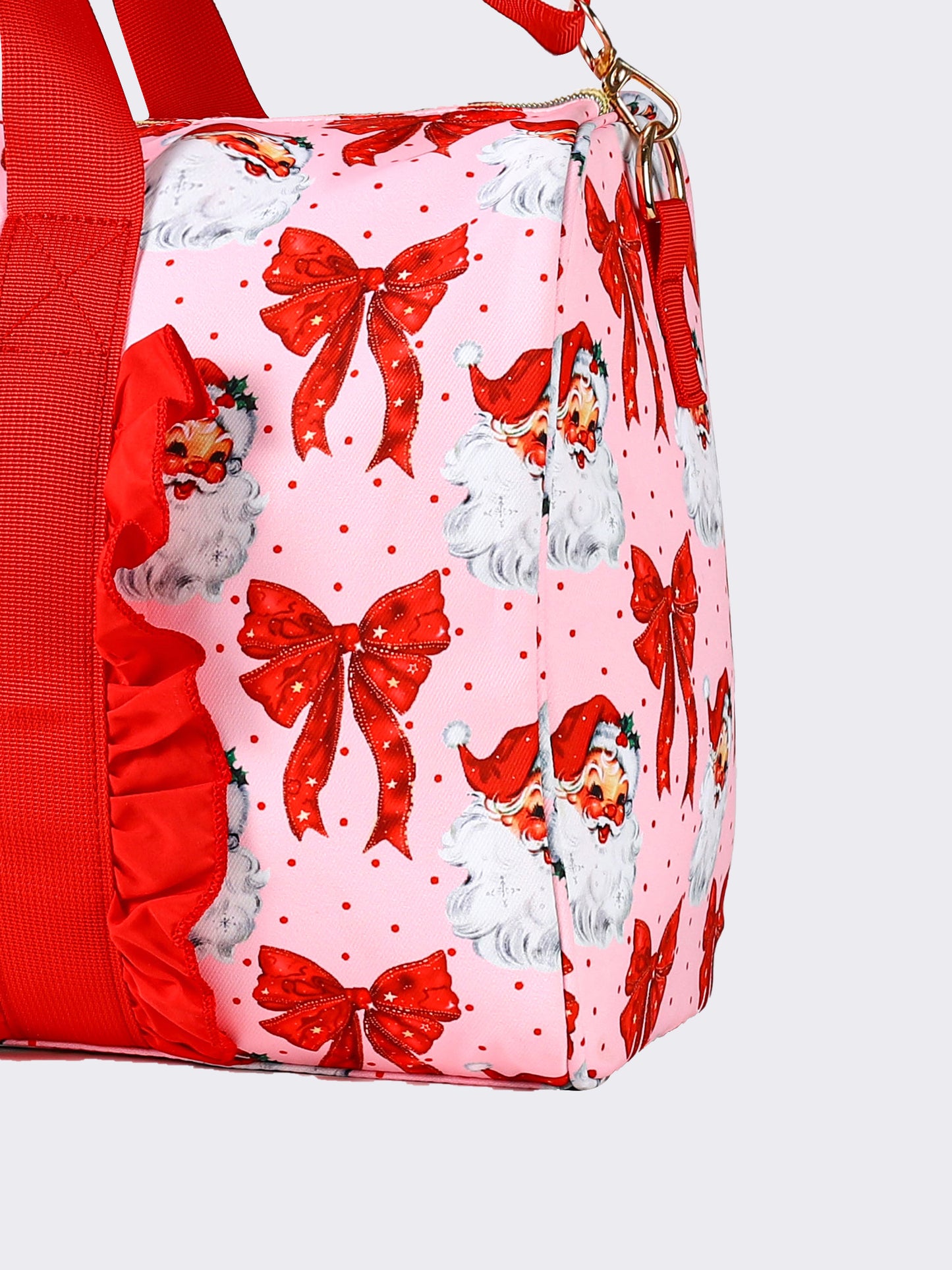 Santa Claus Bow Print Christmas Canvas Duffel Bag