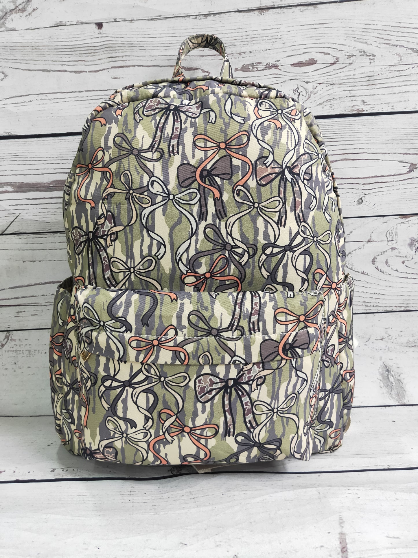 Camouflage Bow Printed Girls Book Backpack