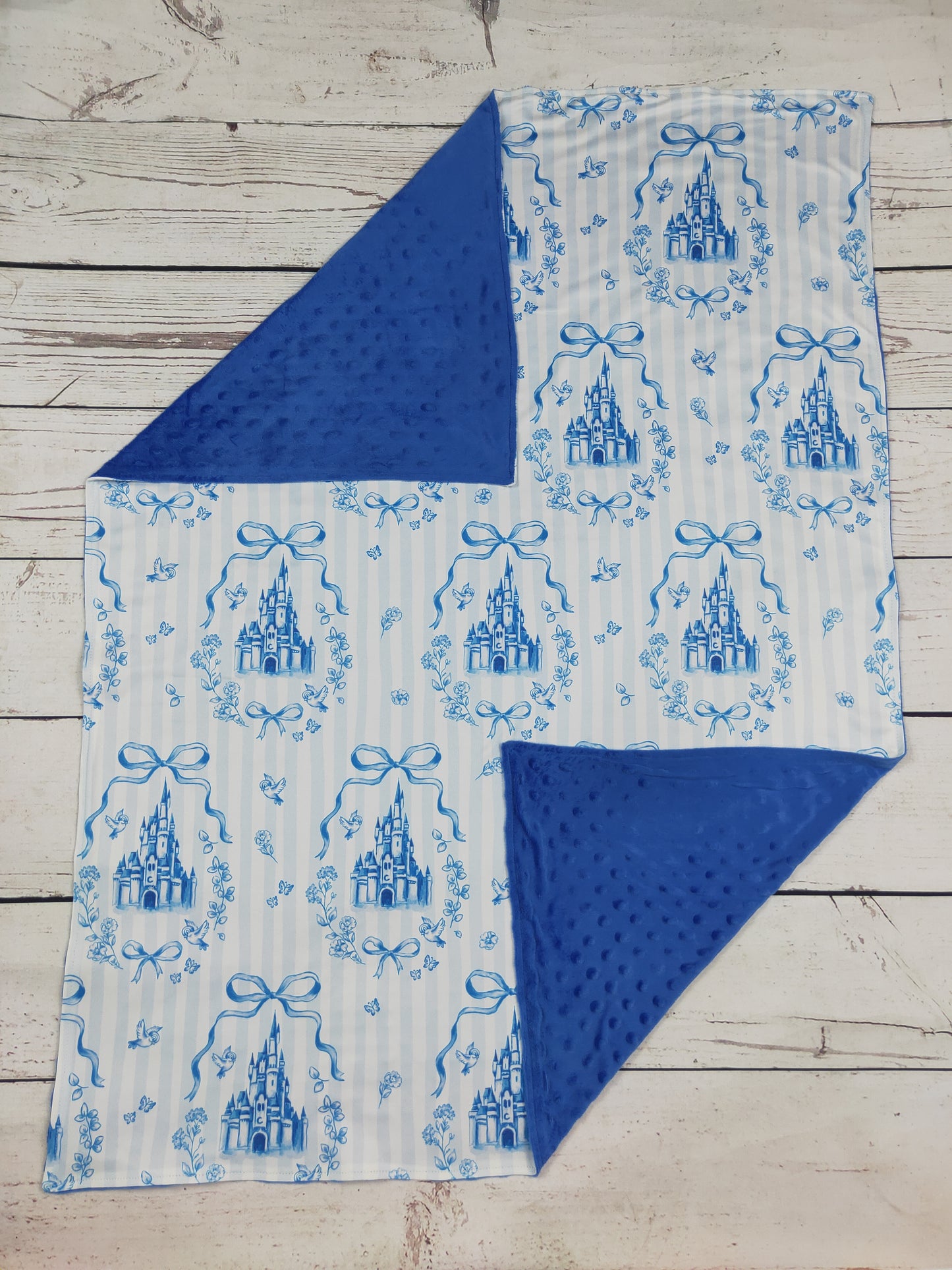 Blue Bow Printed Baby Girls Blanket
