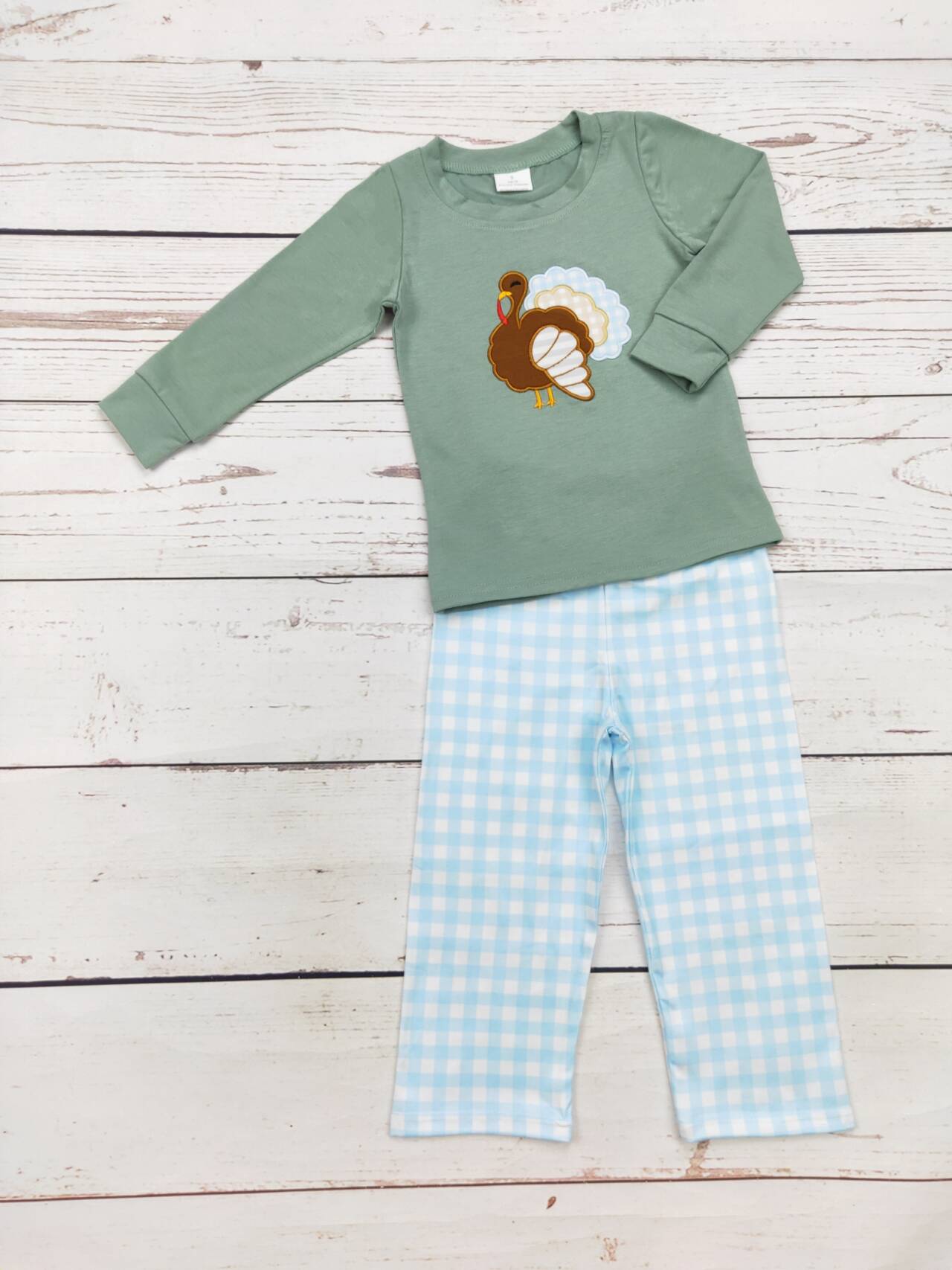 Boys Turkey Appliqué Clothing Set