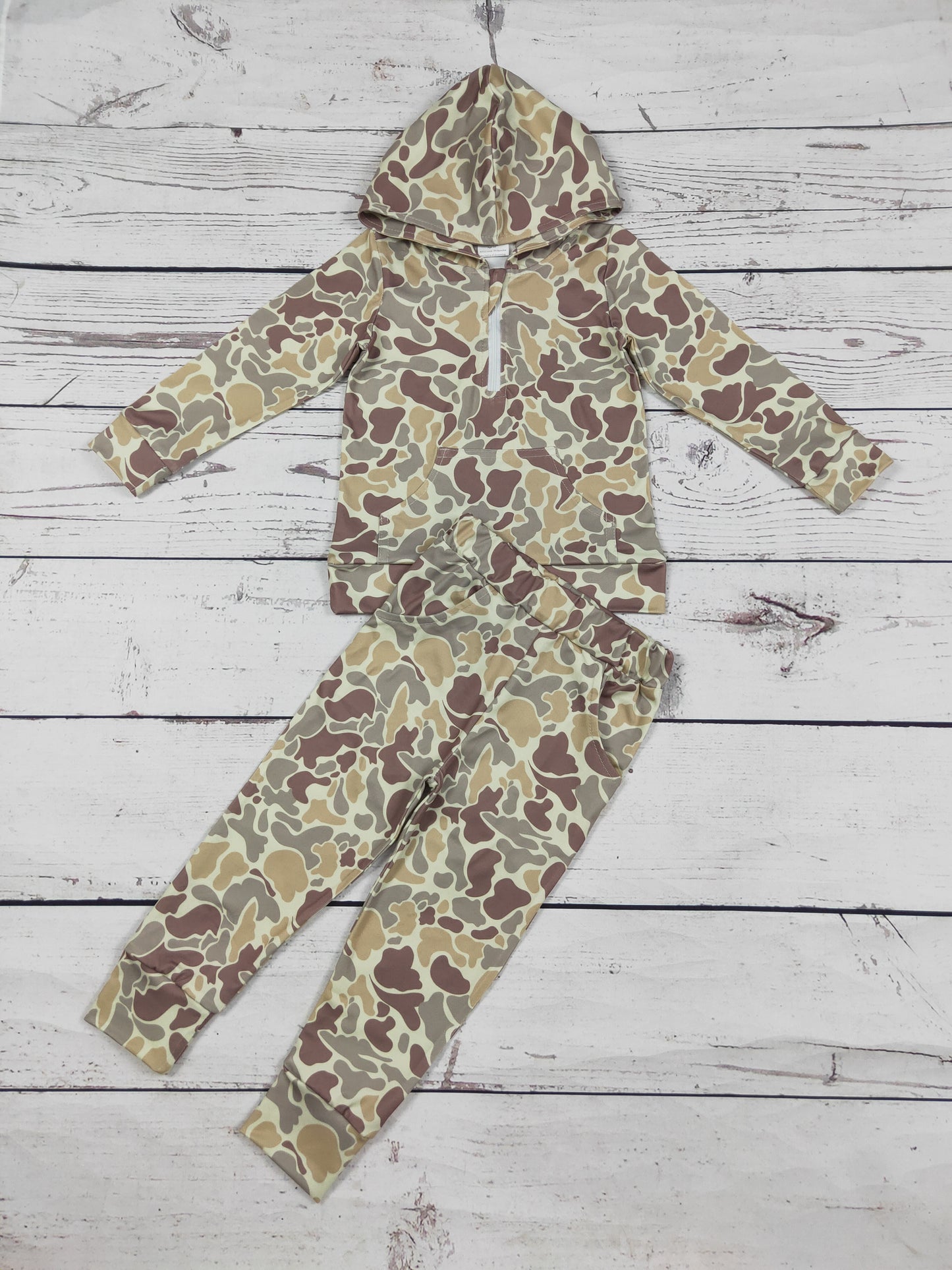 Baby Boys Camouflage Printed Hoodie & Pants Set