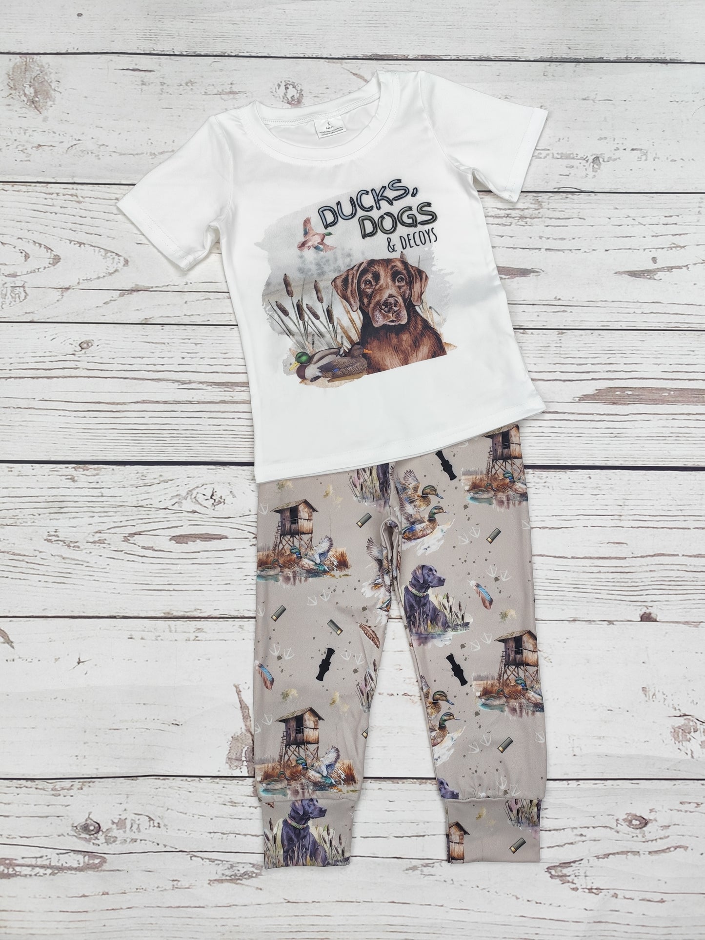 Boys Hunting Dogs Ducks Two Pieces Sets