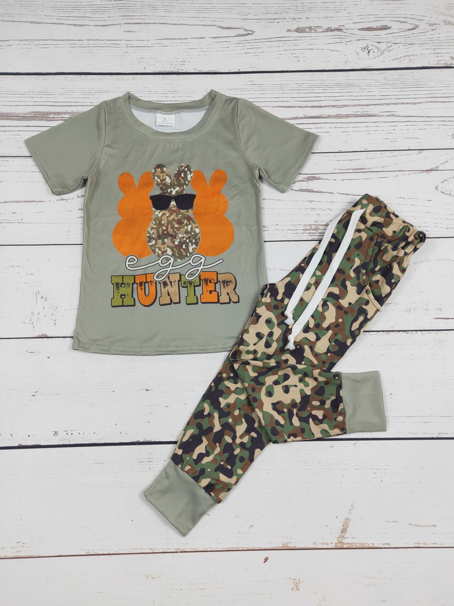 Boys Egg Hunter Camouflage Printed Easter Set