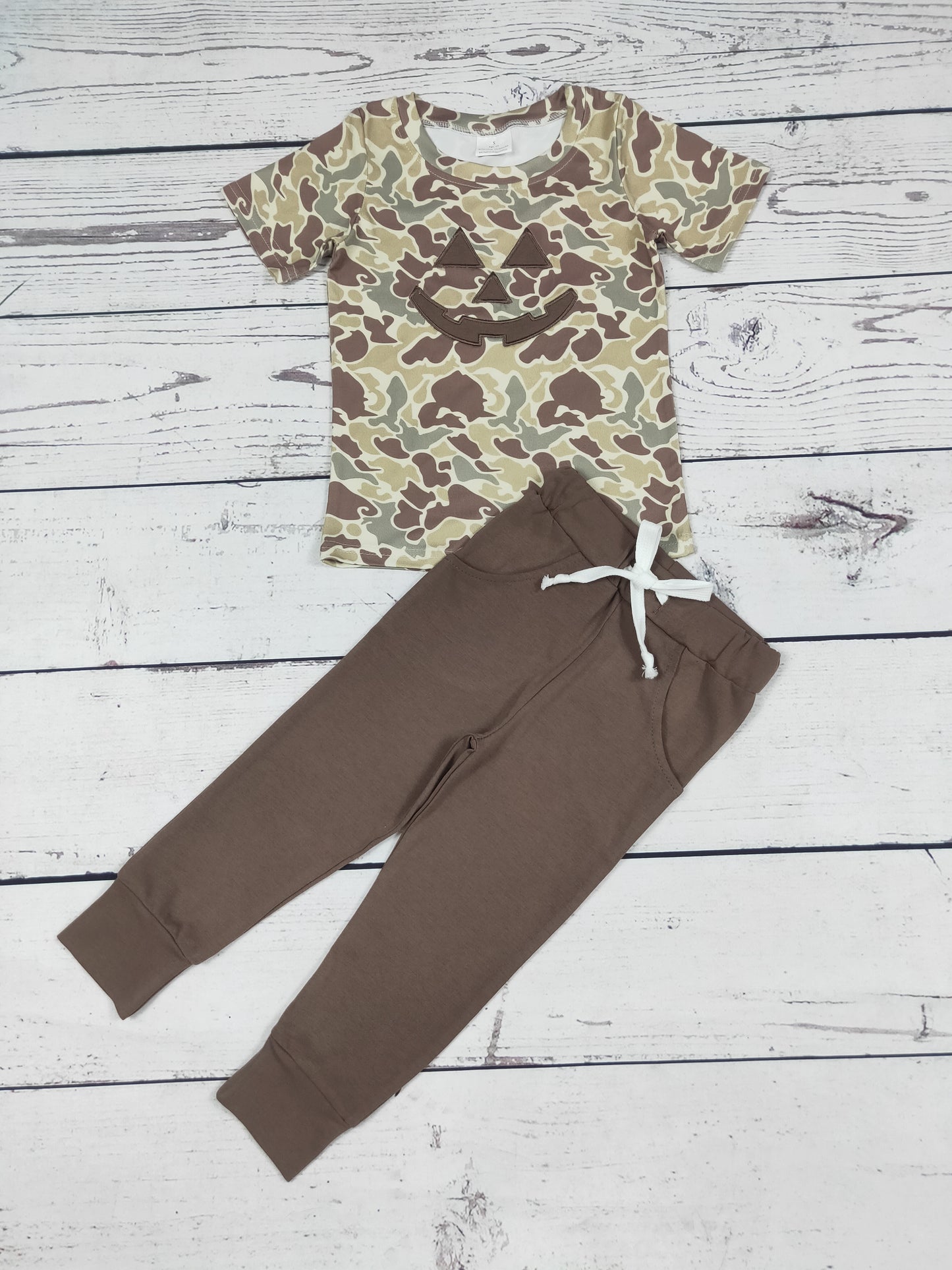 Camouflage Appliqué Boys Halloween Pants Set