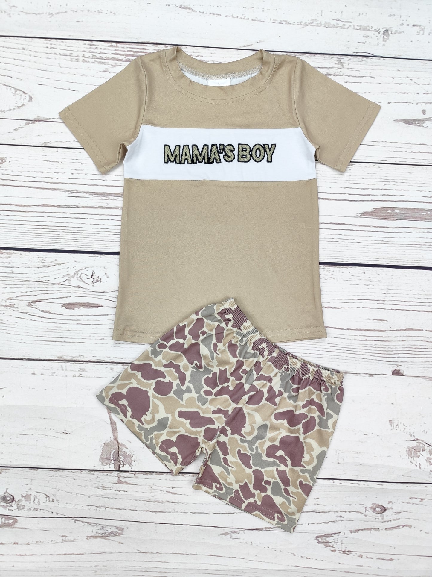 Mama's Boy Appliqué Camouflage Summer Set