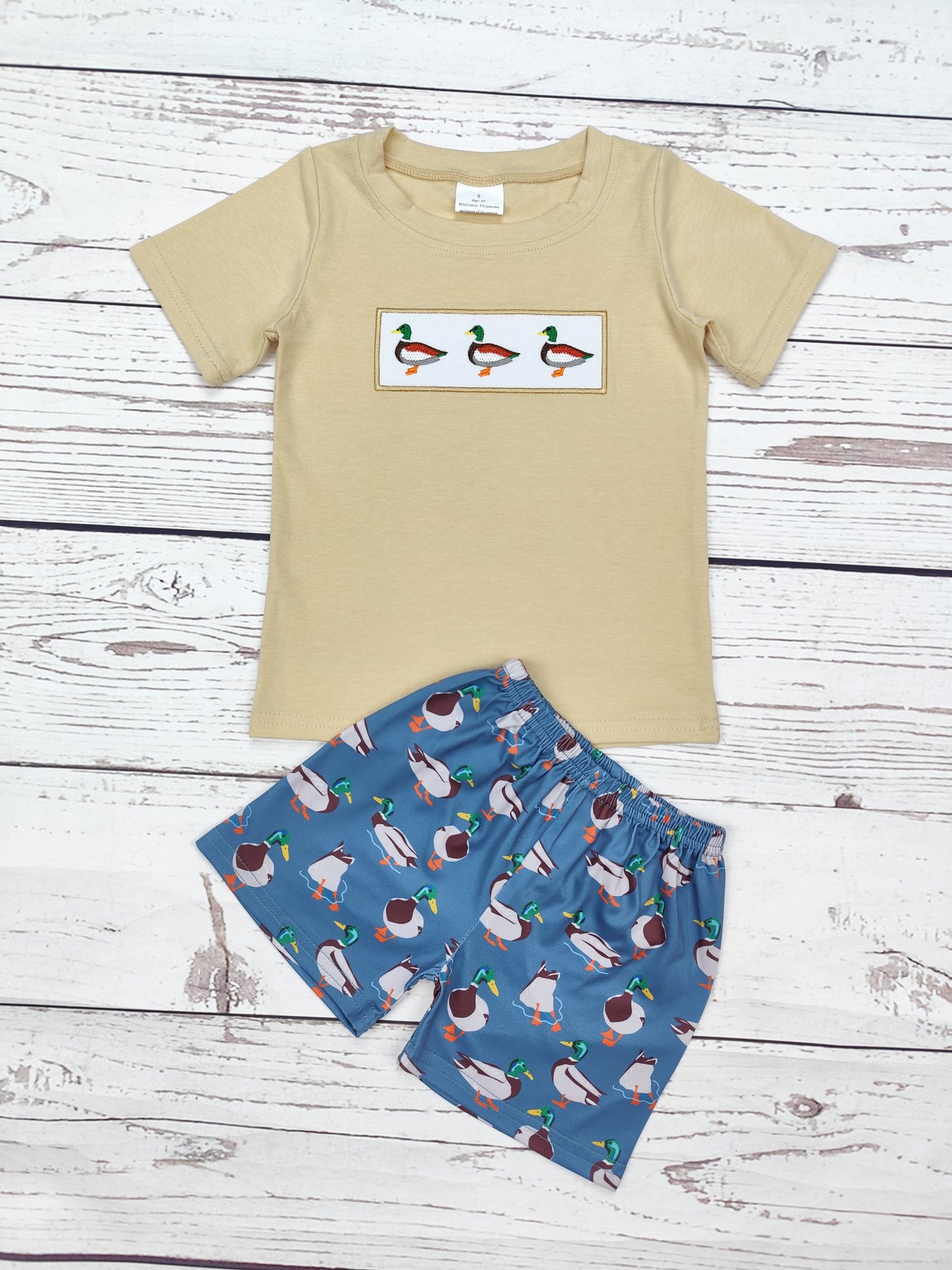 Baby Boy Duck Appliqué Top Shorts Set