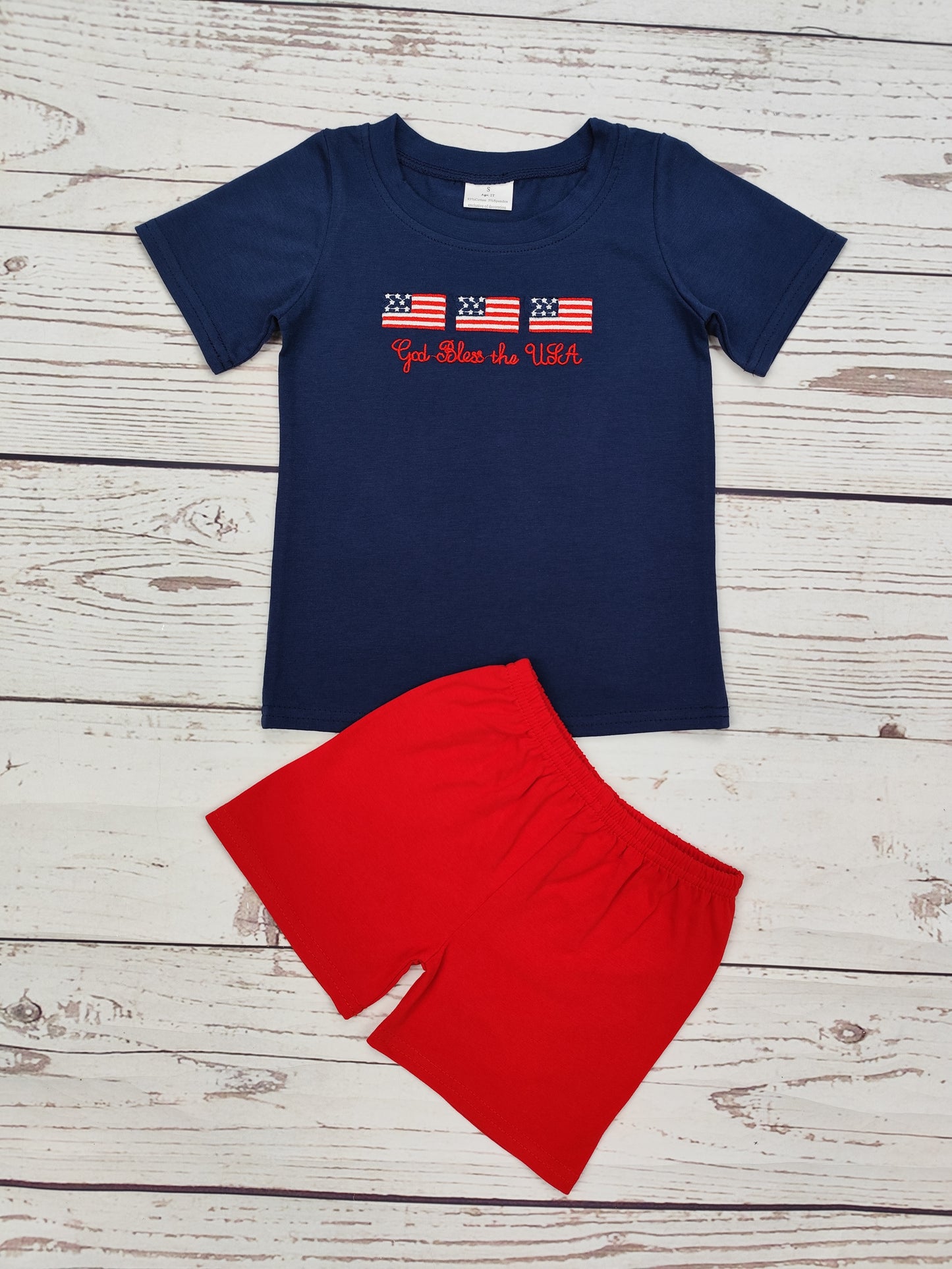 Baby Boy Appliqué Patriotic Shorts Set