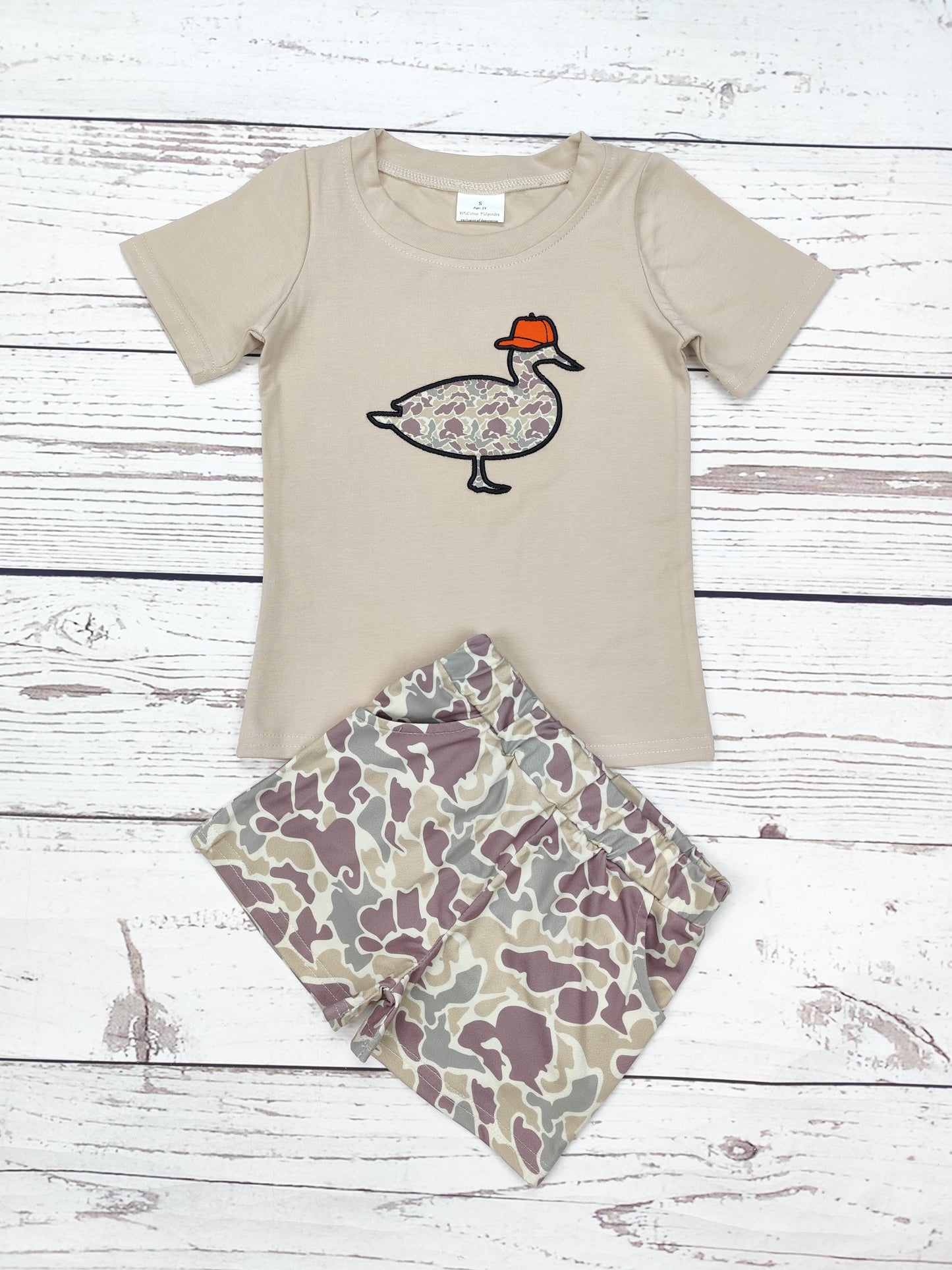 Boys Camouflage Duck Appliqué Top Shorts Set
