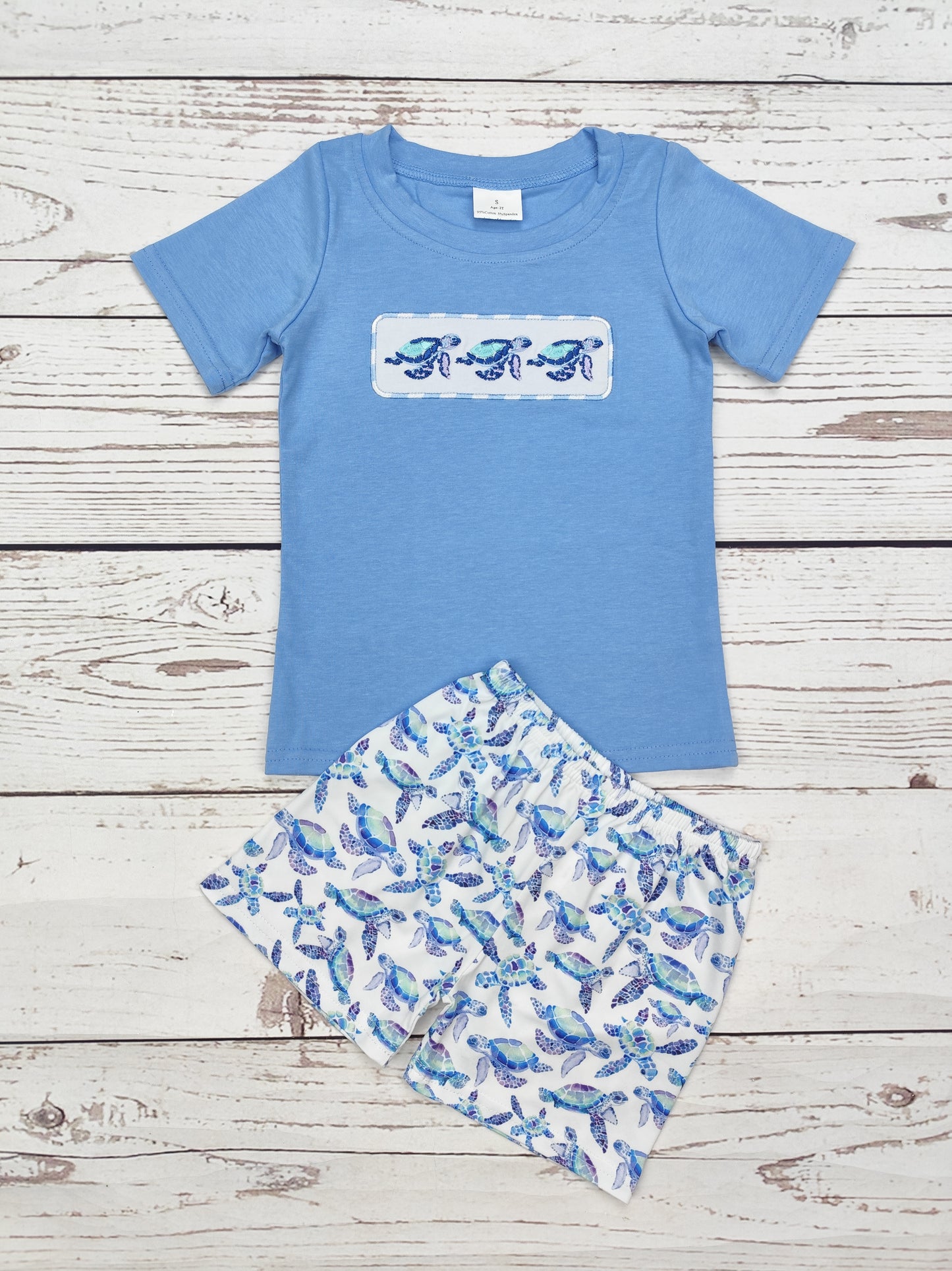 Boys Tortoise Appliqué Top Shorts Set