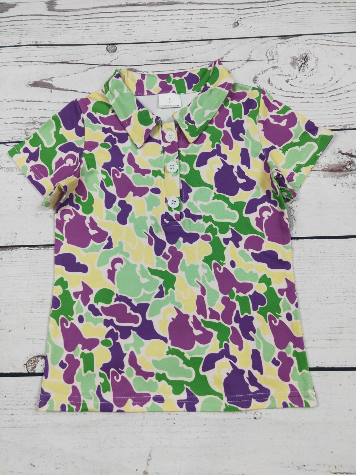 Baby Boys Camouflage Printed Mardi Gras Polo
