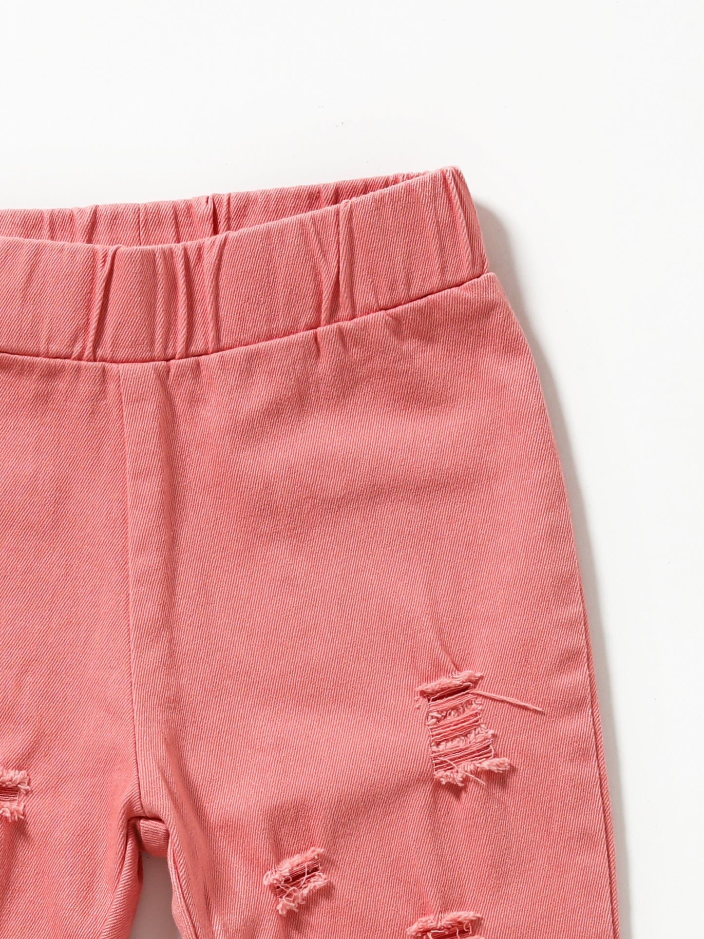 Pink Distressed Girls Flare Jeans