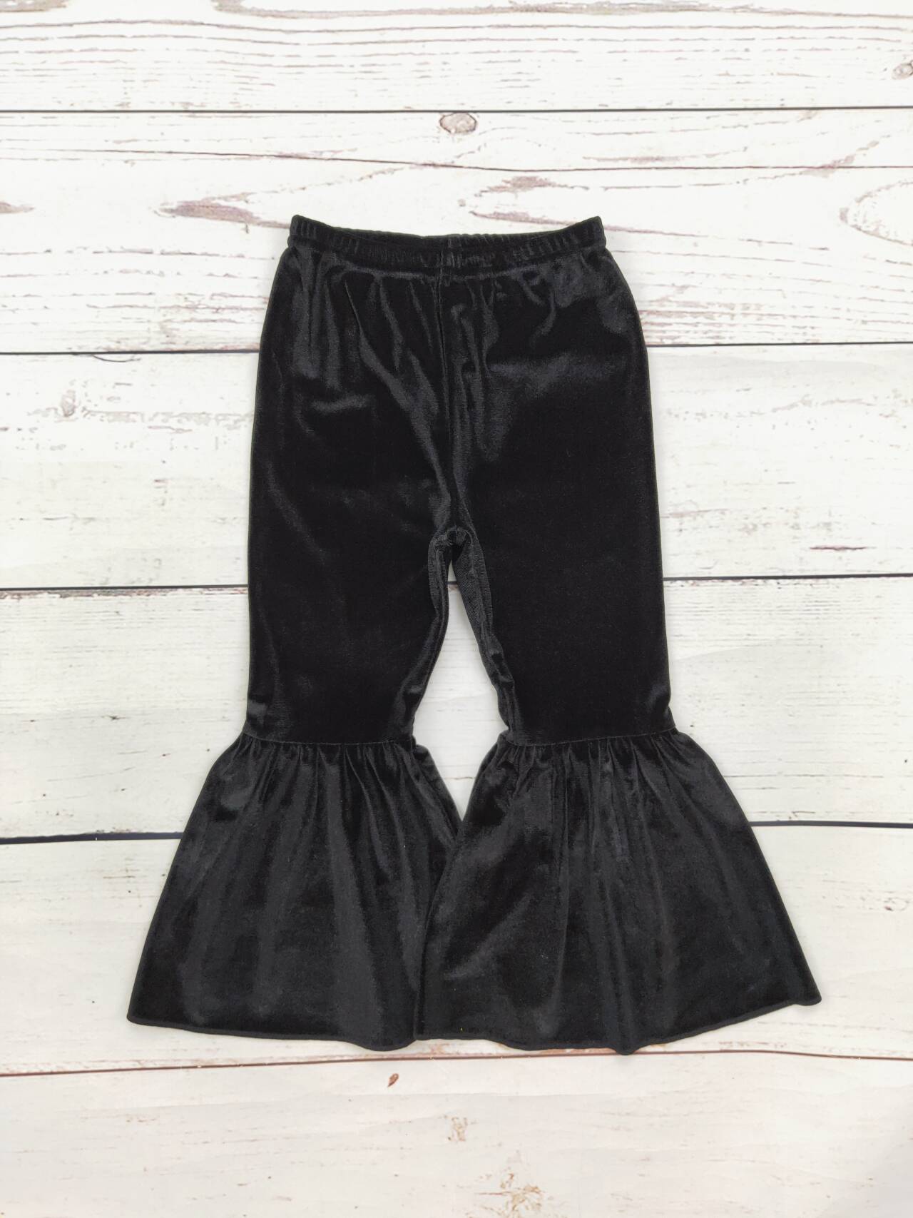 Kids Girls Black Velvet Pants