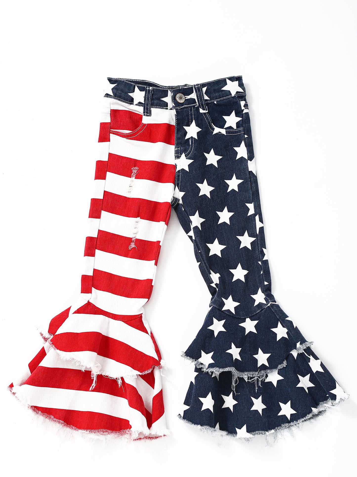 Star Stripe Double Layer Girls 4TH OF JULY Jeans