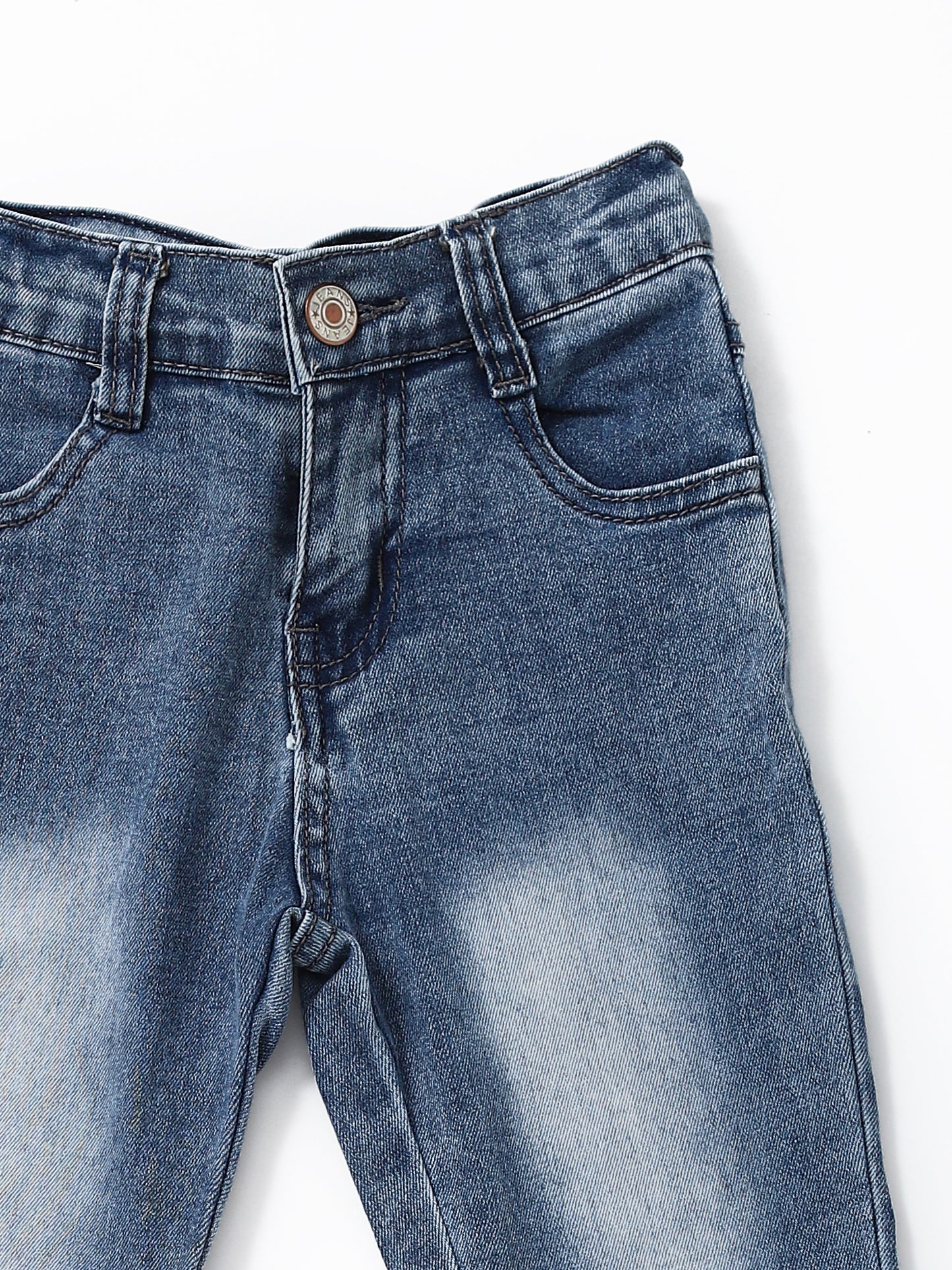 Washed Light Blue Double Layer Girls Jeans