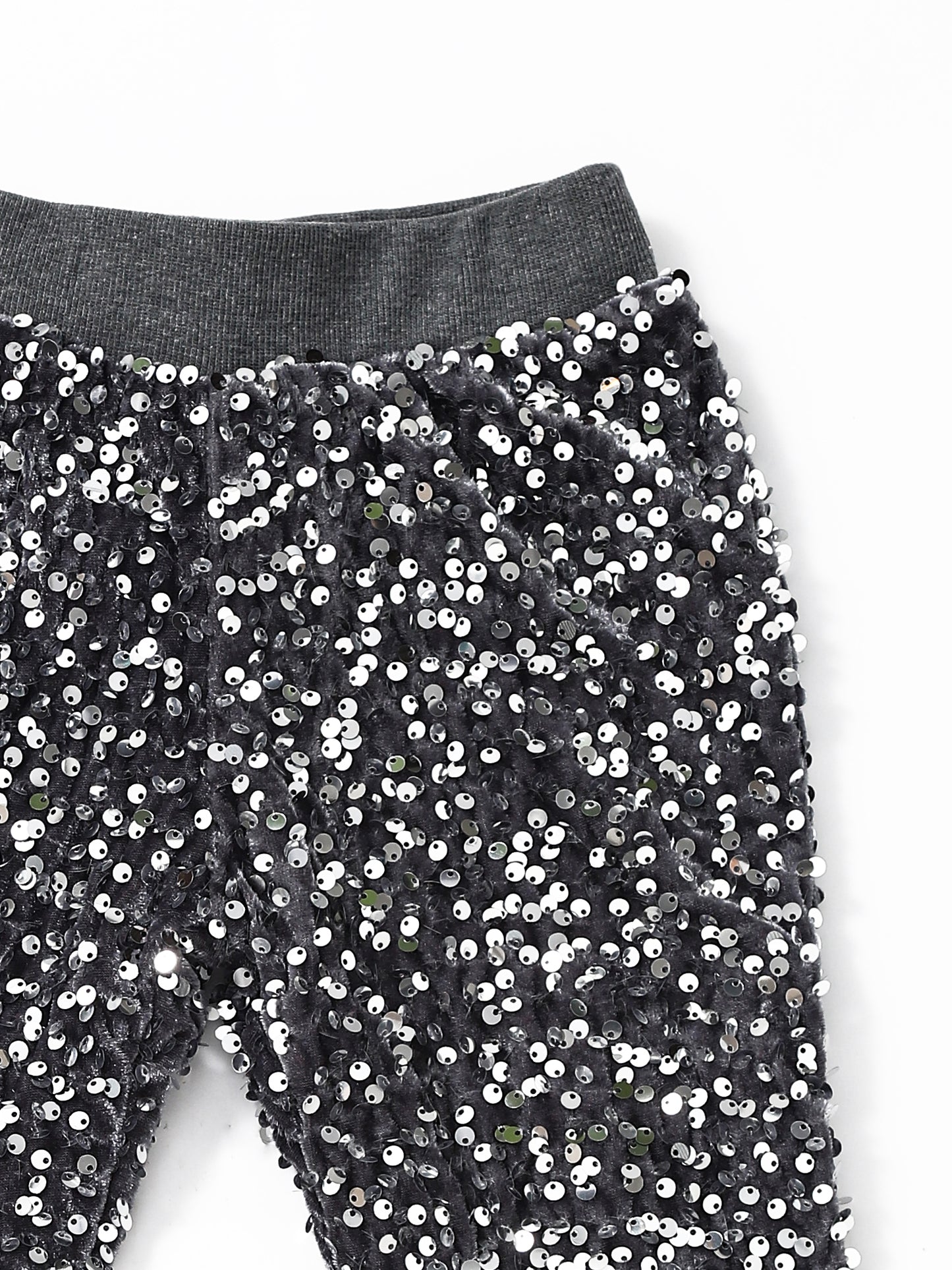 Girls Grey Sequin Flare Pants