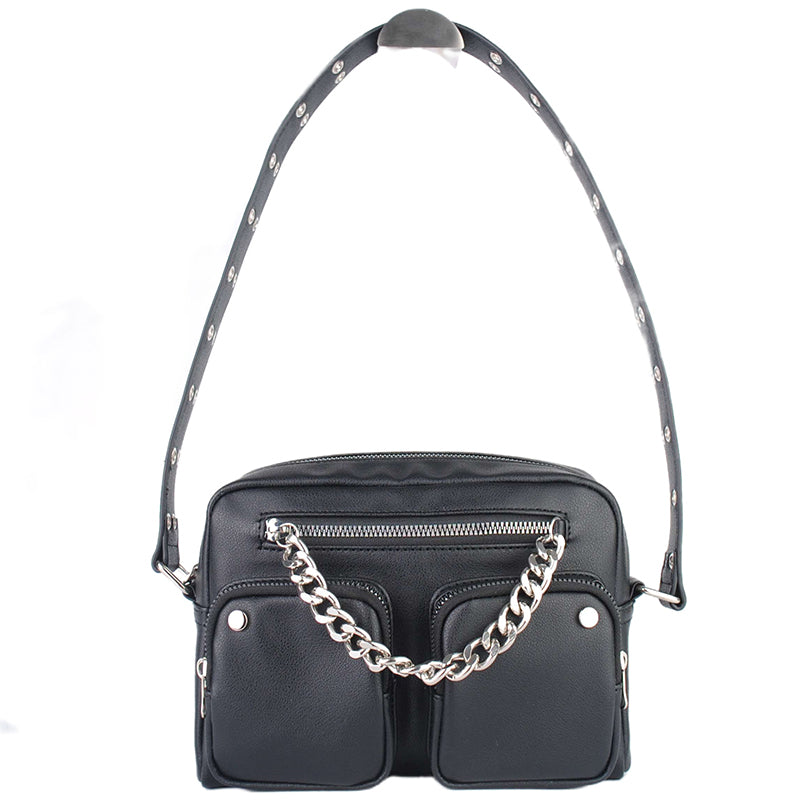 Black Crossbody Bag with Chain