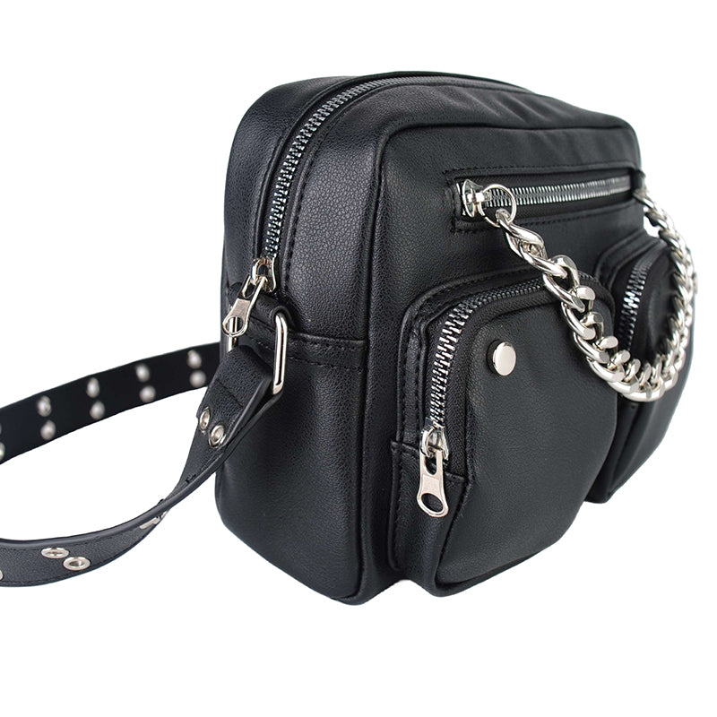 Black Crossbody Bag with Chain