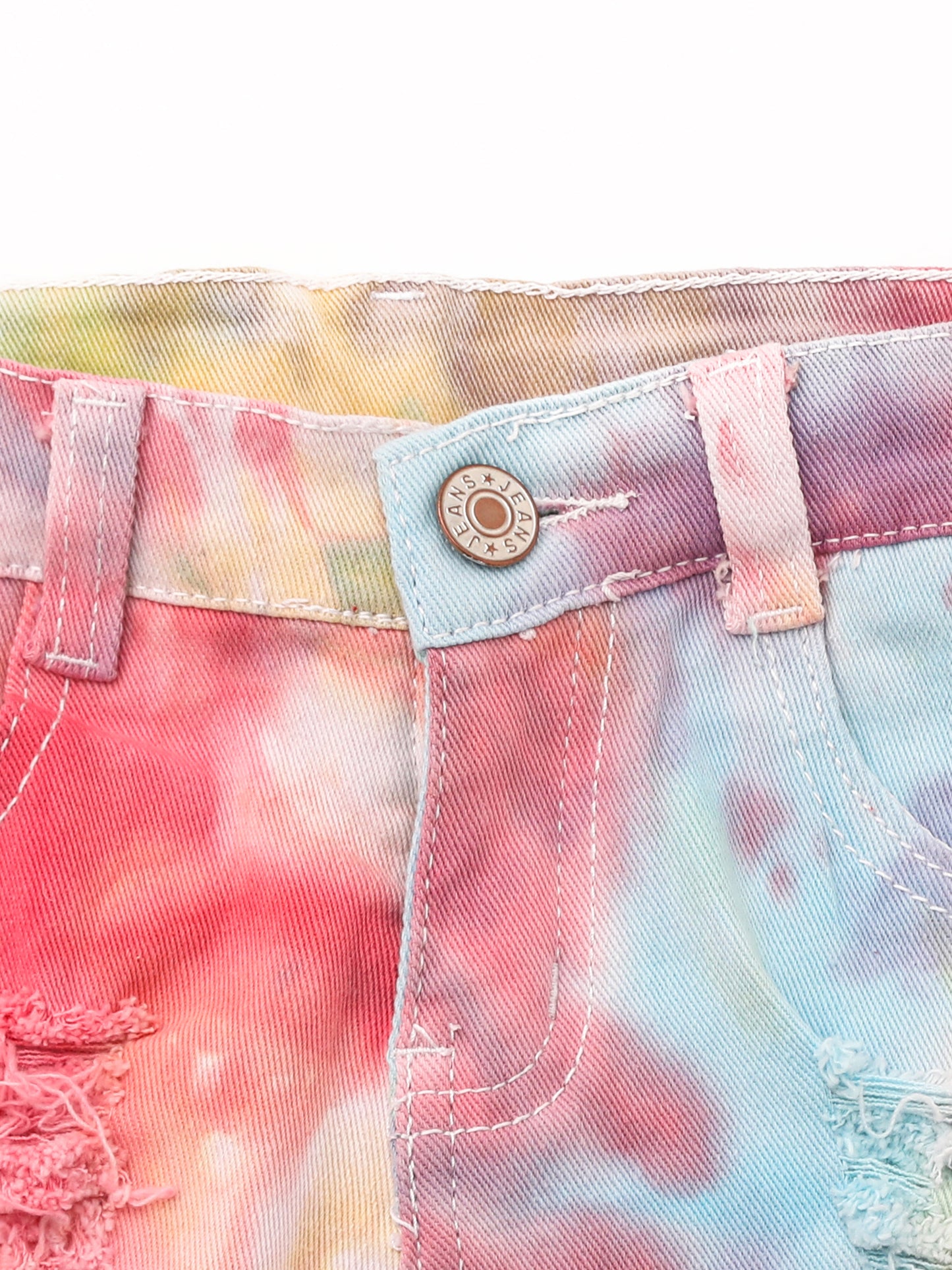 Kids Distressed Tie Dye Denim Shorts