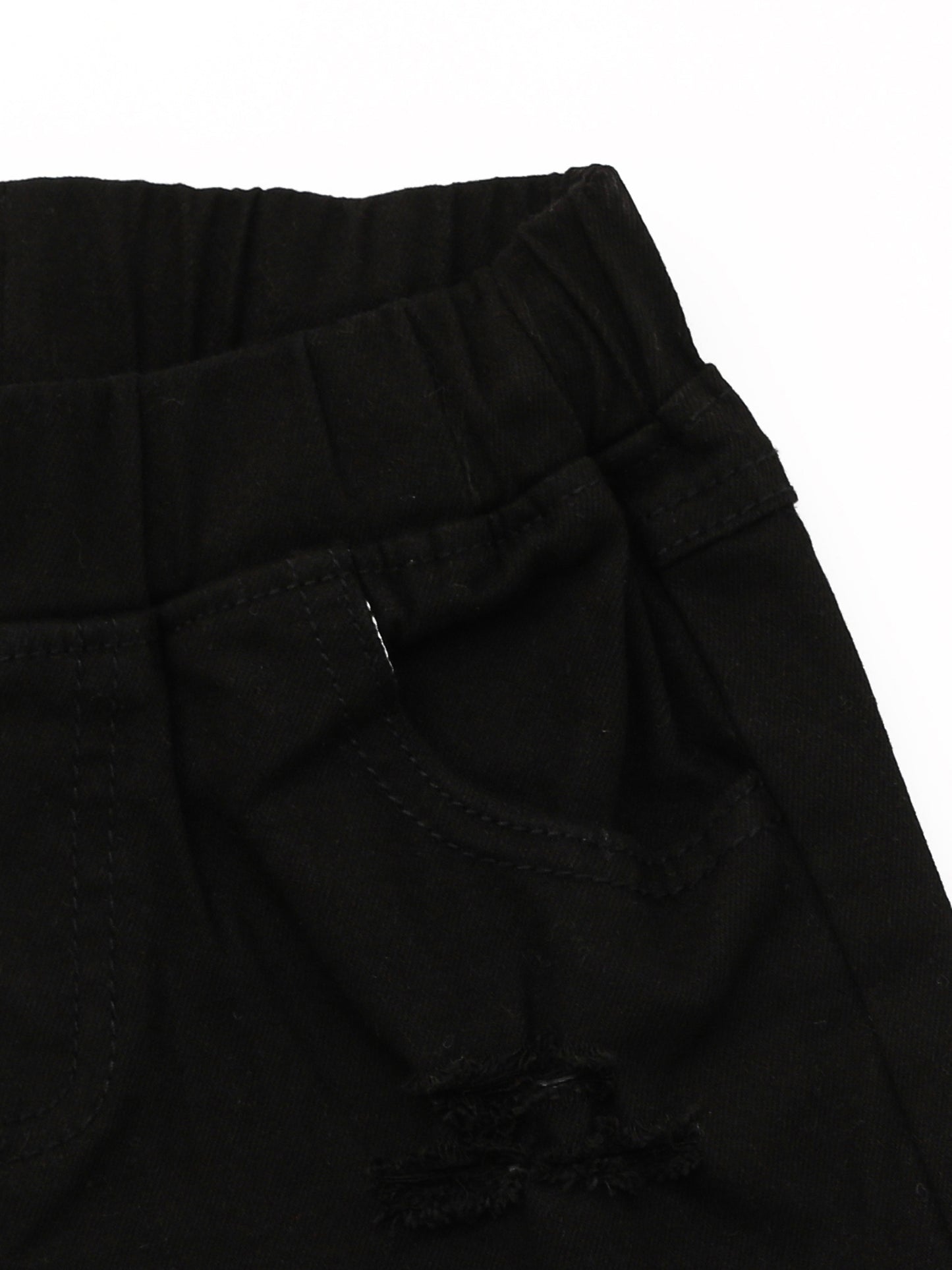 Kids Distressed Black Denim Shorts