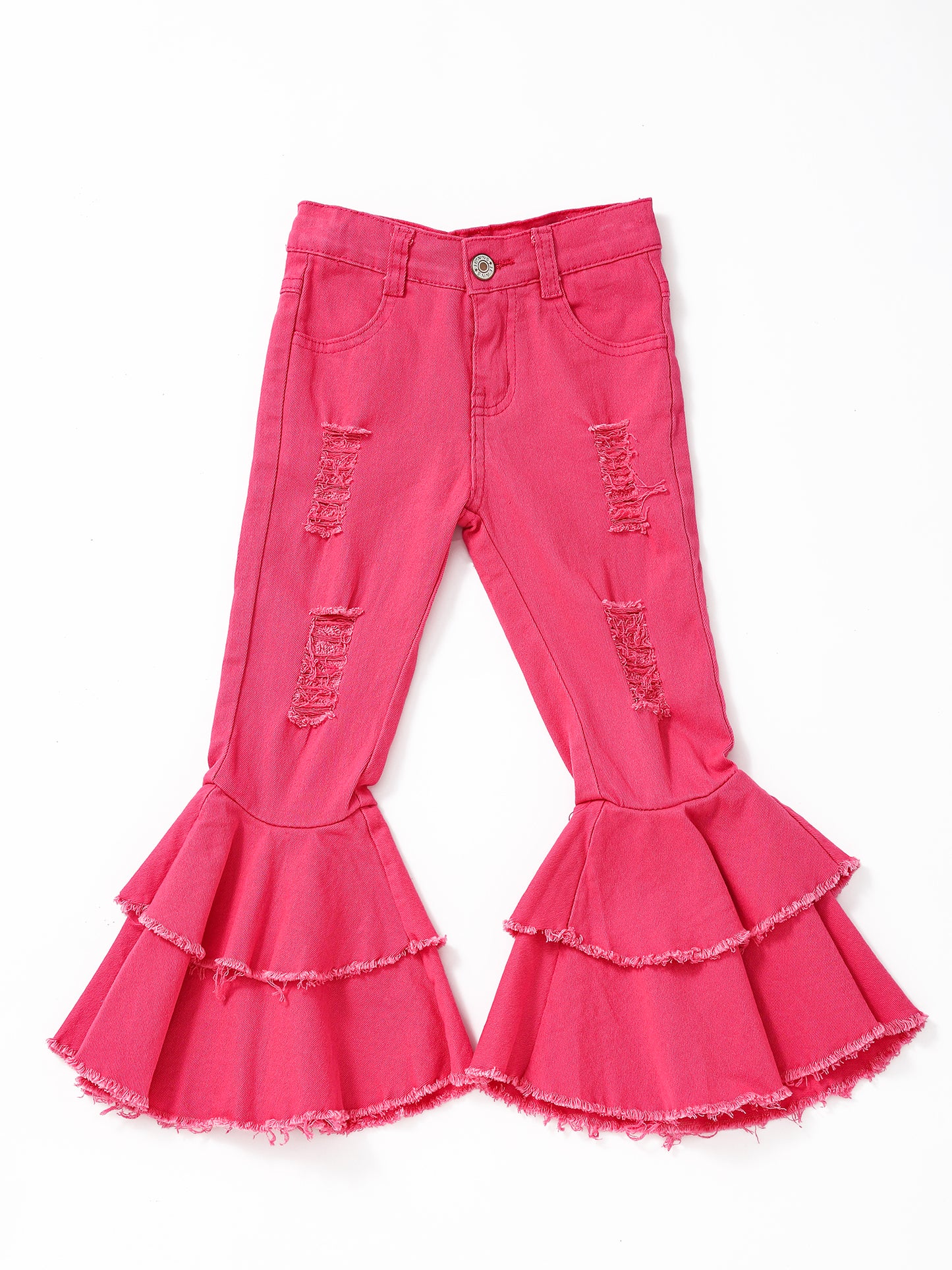 Hot Pink Double Layer Girls Jeans