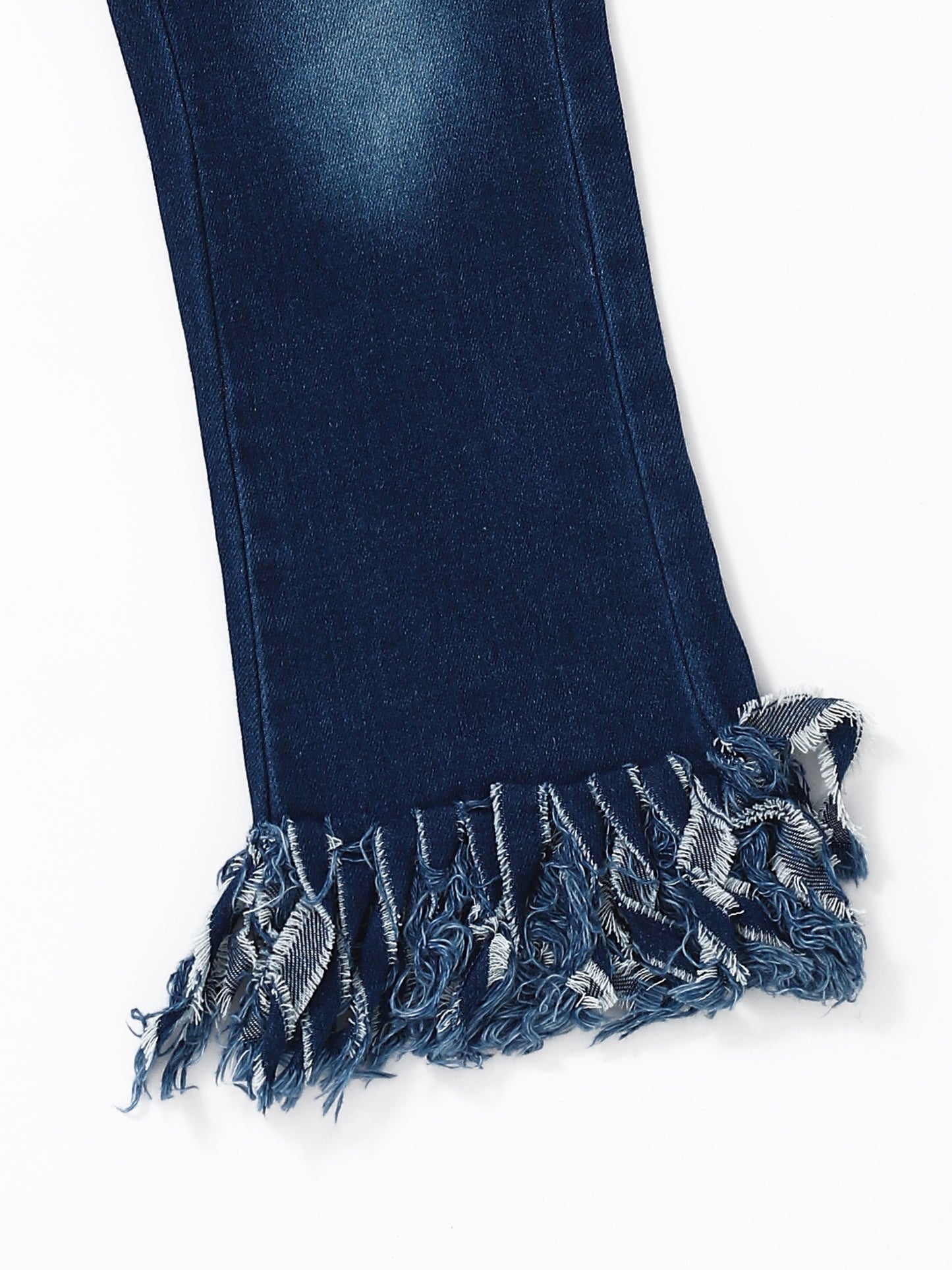 Blue Washed Fringe Girls Jeans