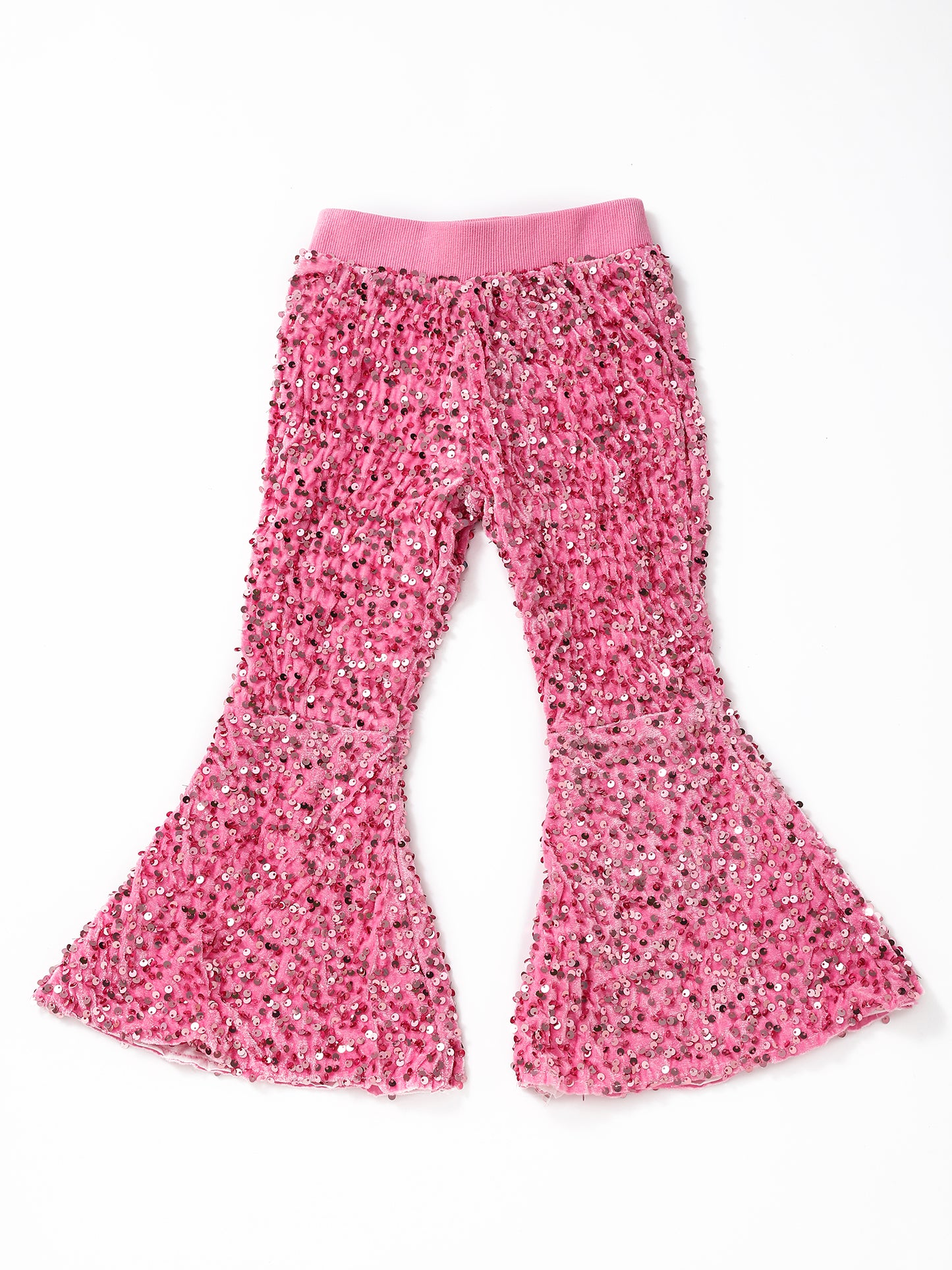 Girls Pink Sequin Flare Pants