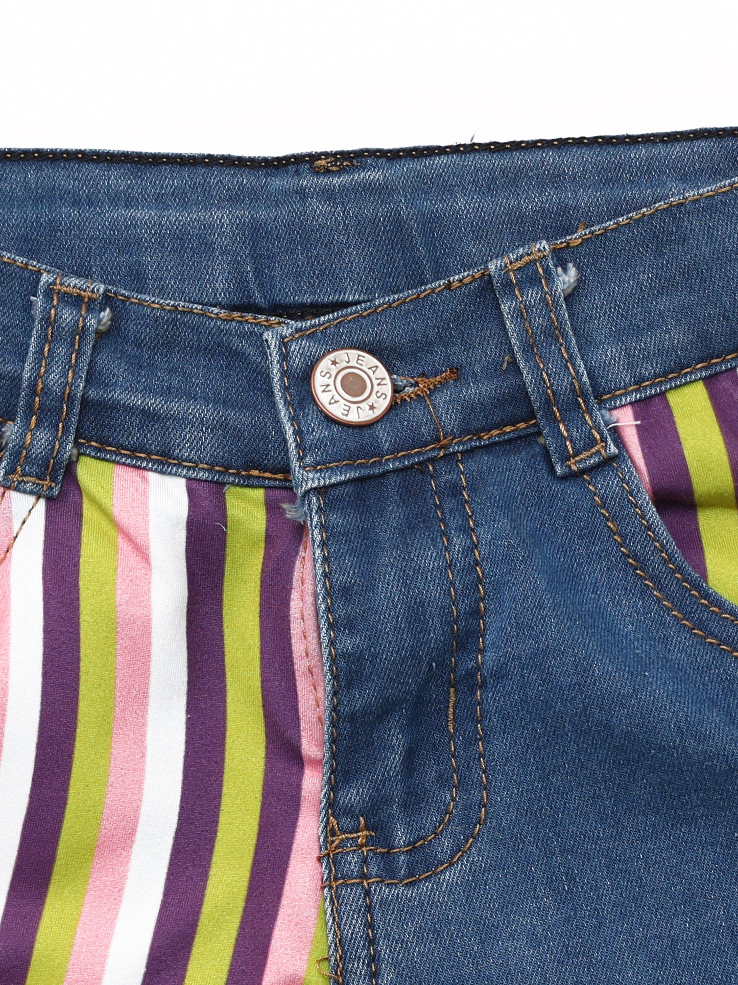 Kids Stripe Distressed Denim Shorts