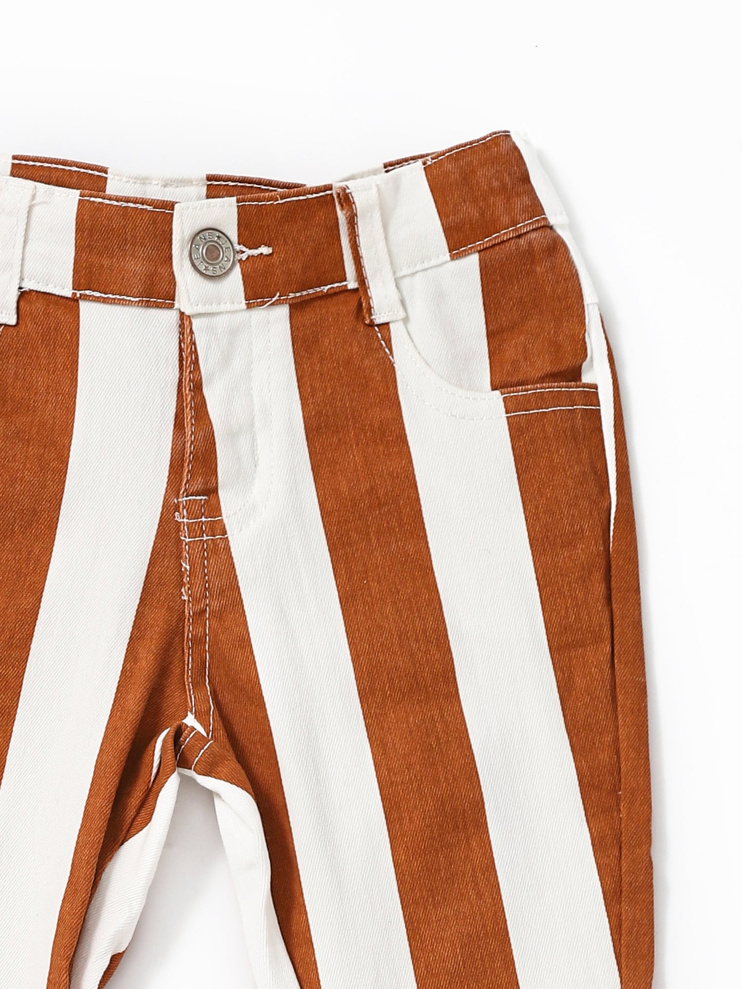Brown Stripe Girls Bell Bottom Pants